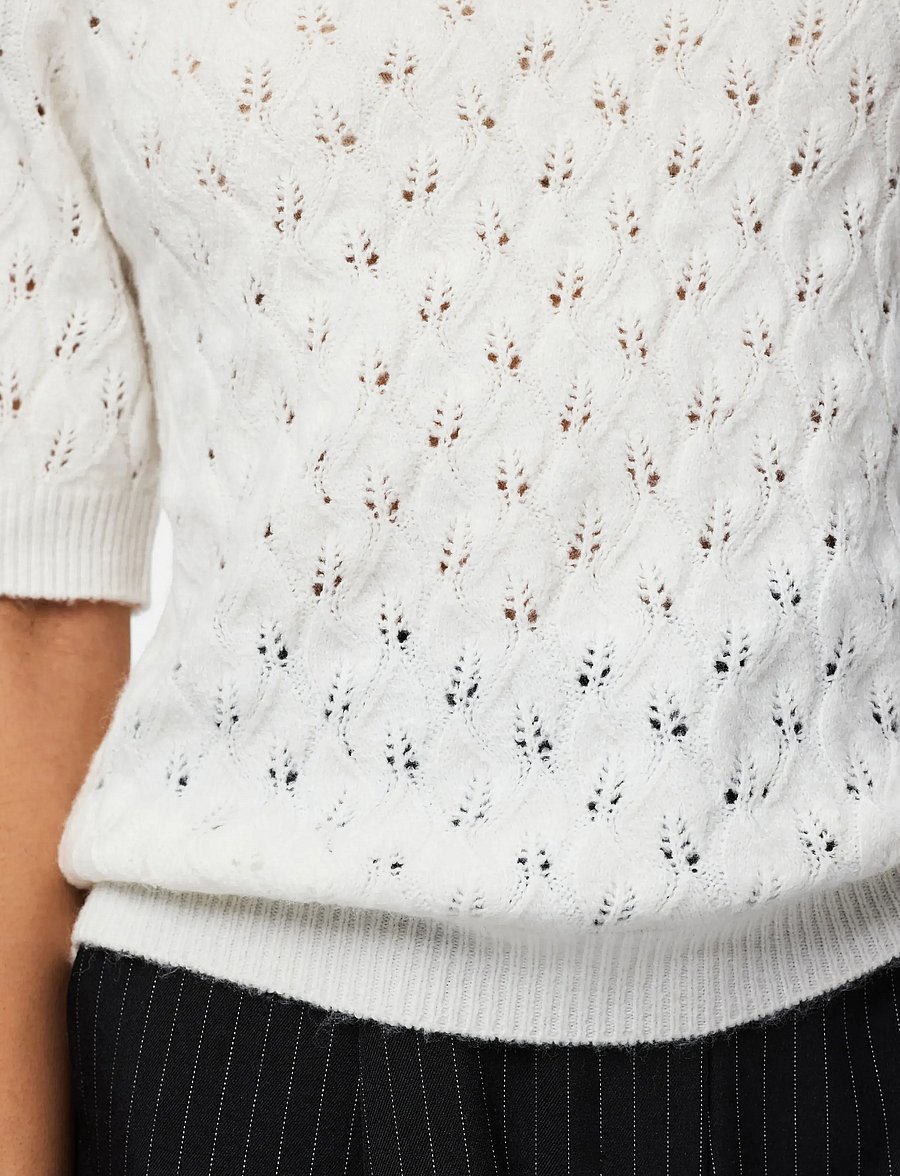 Pieces - PCLELOU SS O-NECK KNIT NOOS BC - pullover - cloud dancer - 5