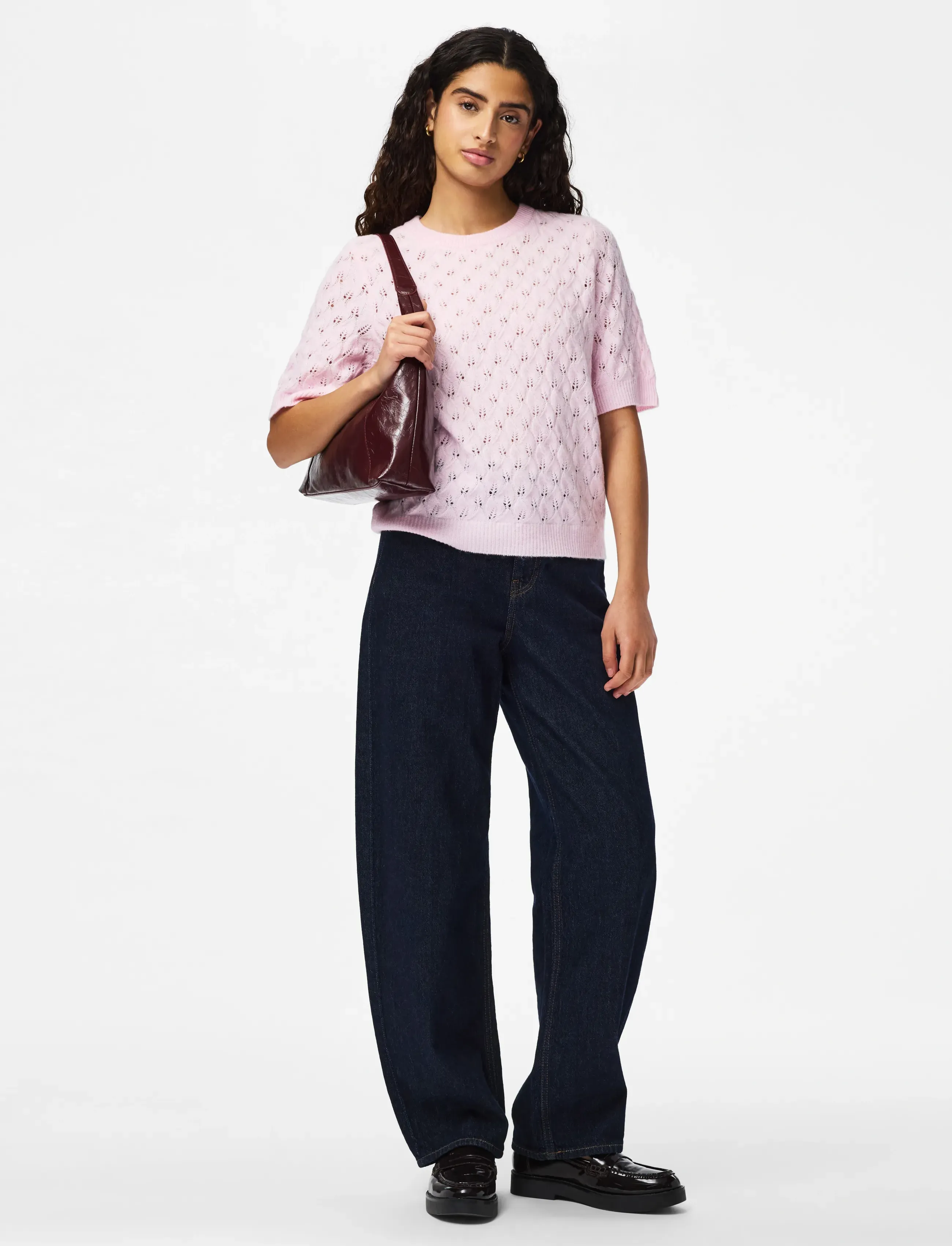 Pieces - PCLELOU SS O-NECK KNIT NOOS BC - sviitrid - roseate spoonbill - 4