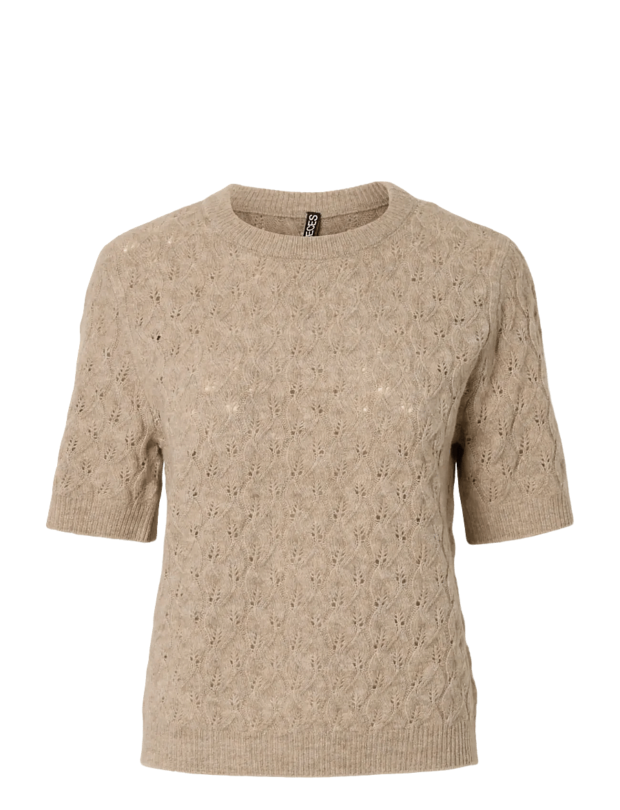 Pieces - PCLELOU SS O-NECK KNIT NOOS BC - pullover - taupe gray - 1