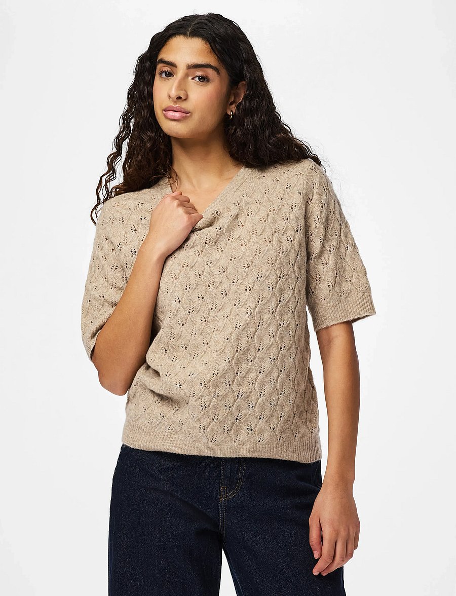 Pieces - PCLELOU SS O-NECK KNIT NOOS BC - pullover - taupe gray - 0