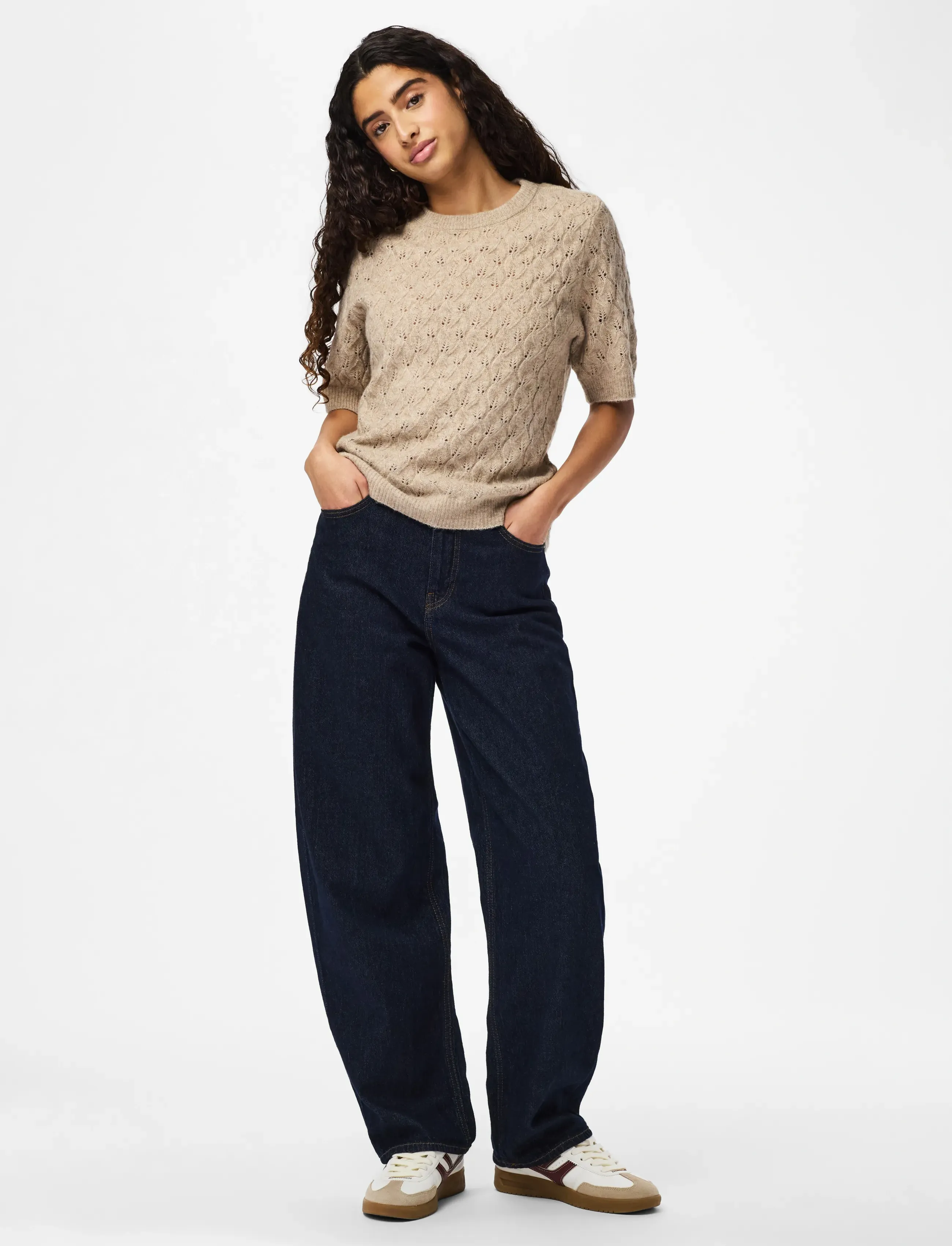 Pieces - PCLELOU SS O-NECK KNIT NOOS BC - sviitrid - taupe gray - 4