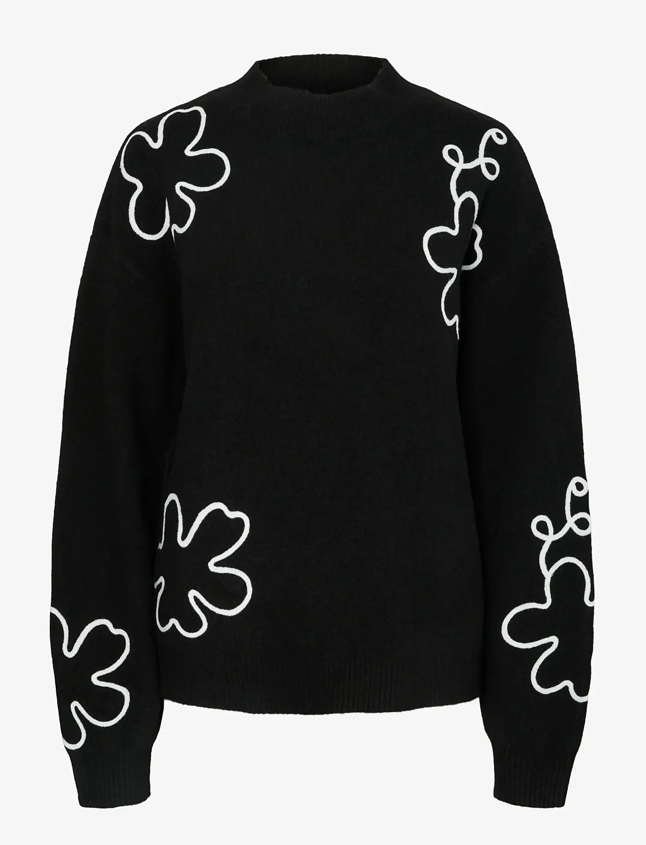 Pieces - PCROSA LS HIGH NECK KNIT BC - stickade tröjor - black - 1