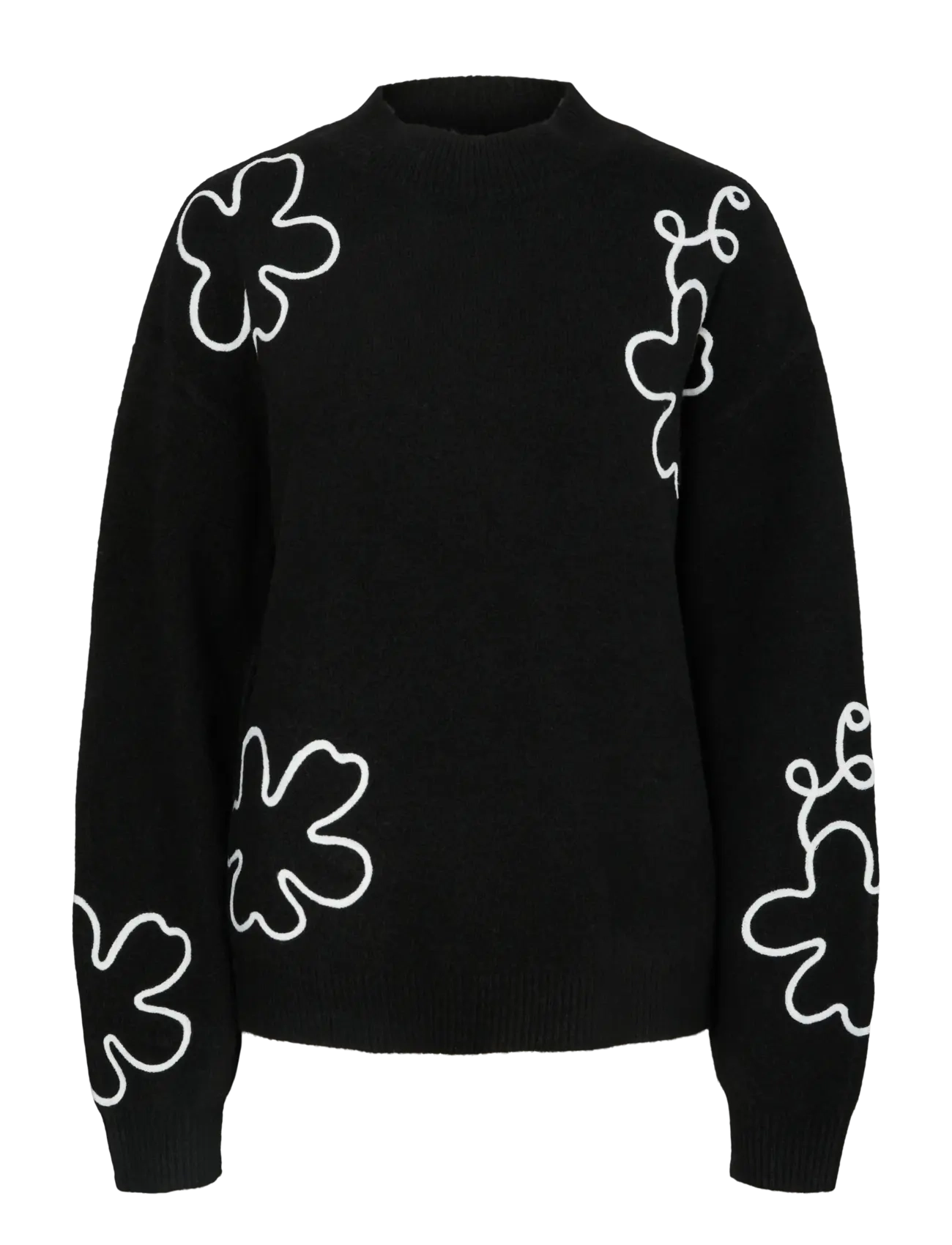 PCROSA LS HIGH NECK KNIT BC - BLACK