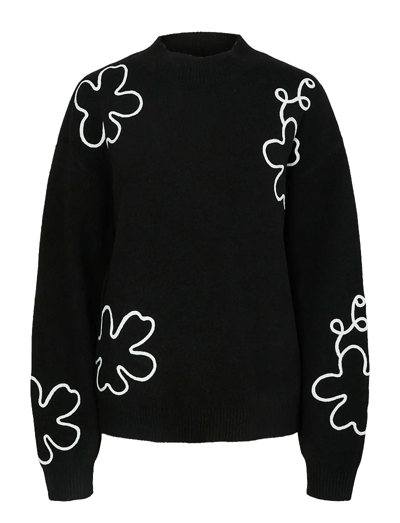 Pieces - PCROSA LS HIGH NECK KNIT BC - stickade tröjor - black - 1