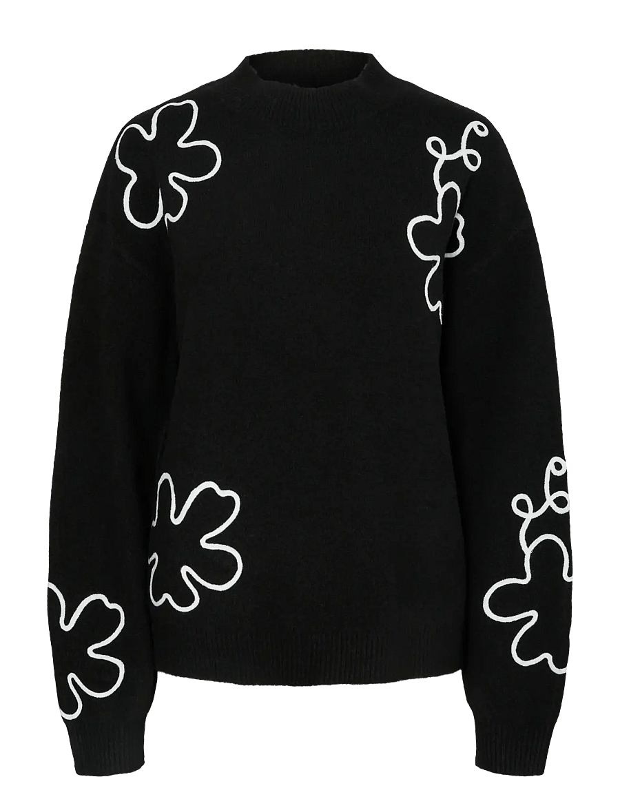 Pieces - PCROSA LS HIGH NECK KNIT BC - džemperi - black - 1