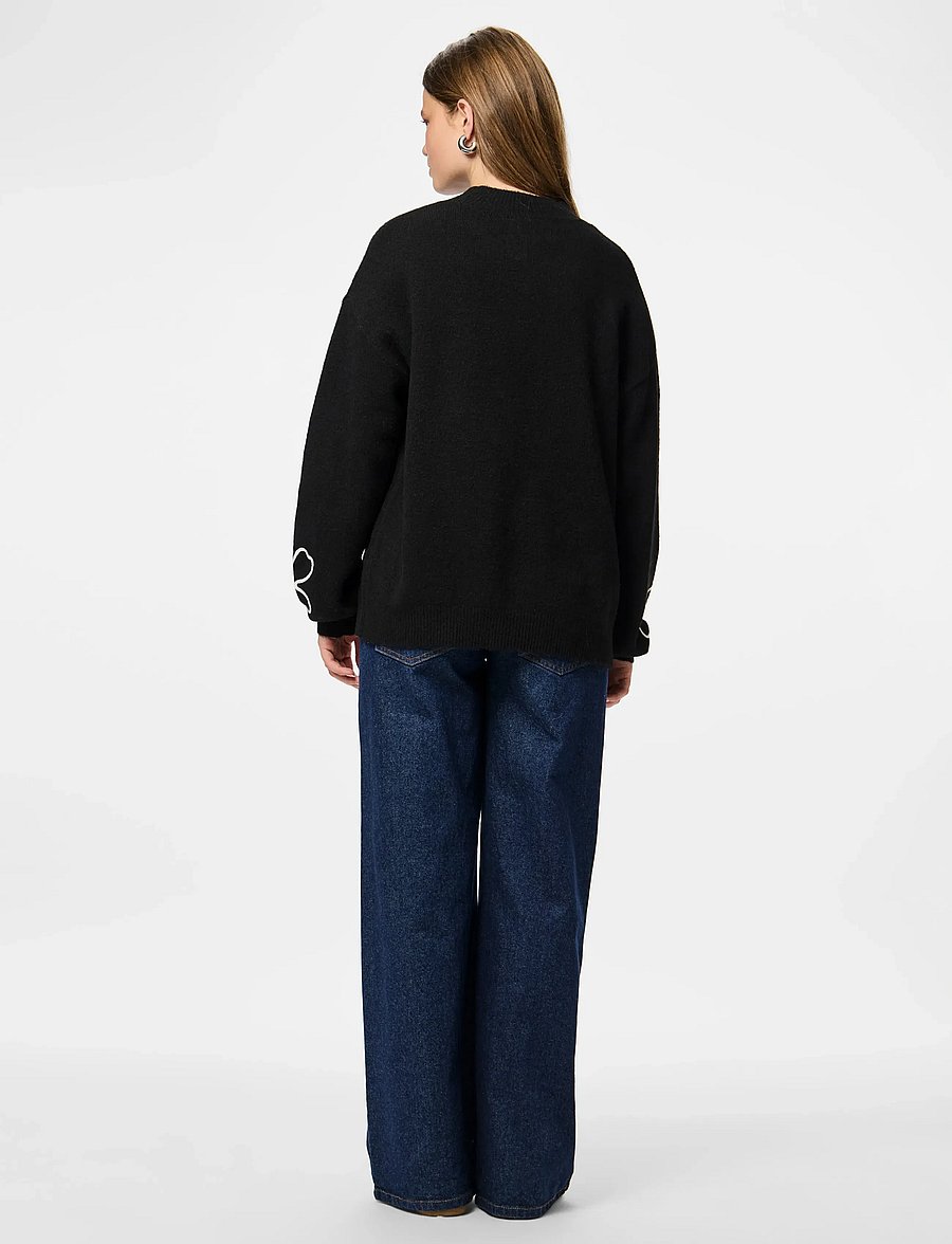 Pieces - PCROSA LS HIGH NECK KNIT BC - džemperi - black - 3