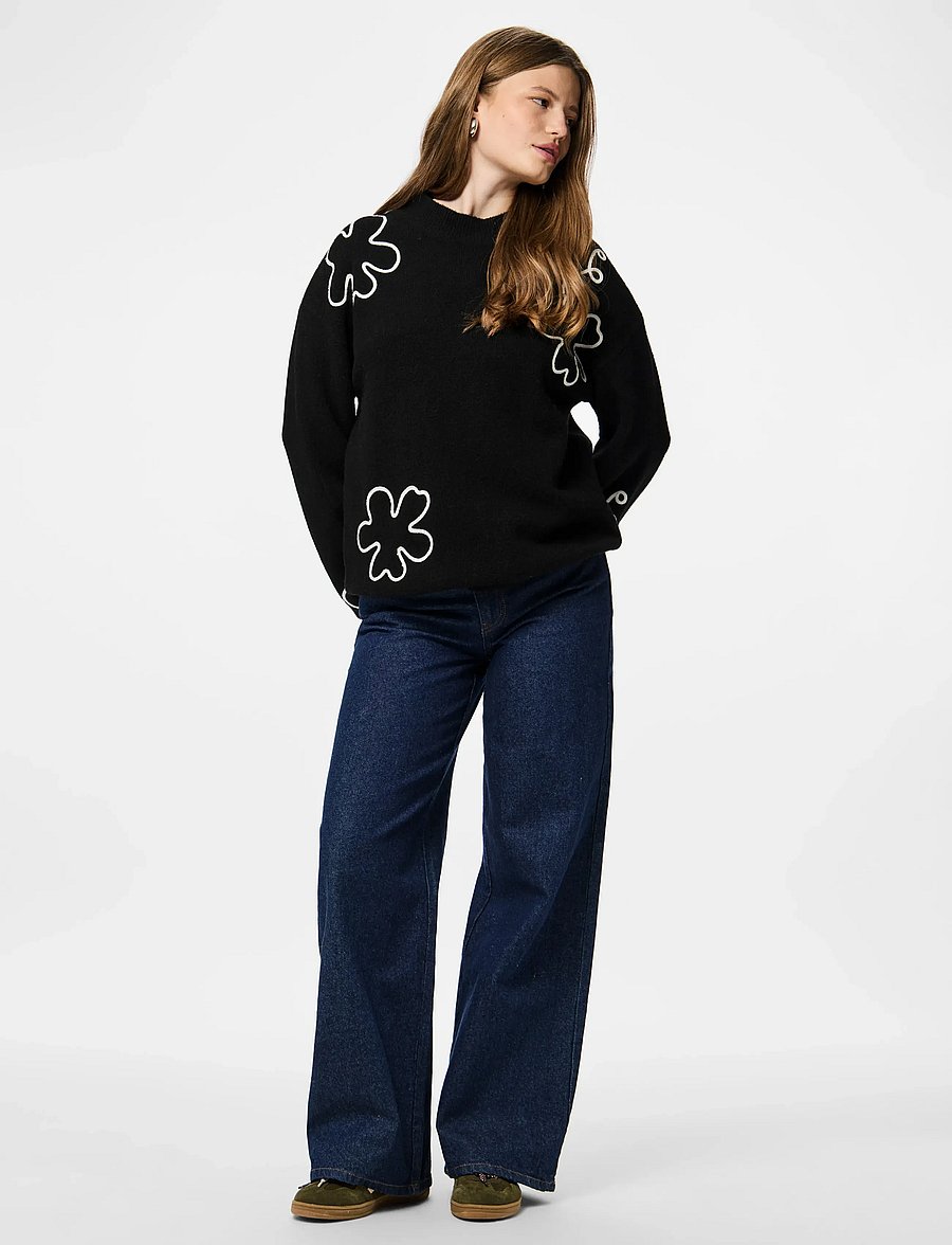 Pieces - PCROSA LS HIGH NECK KNIT BC - džemperi - black - 4