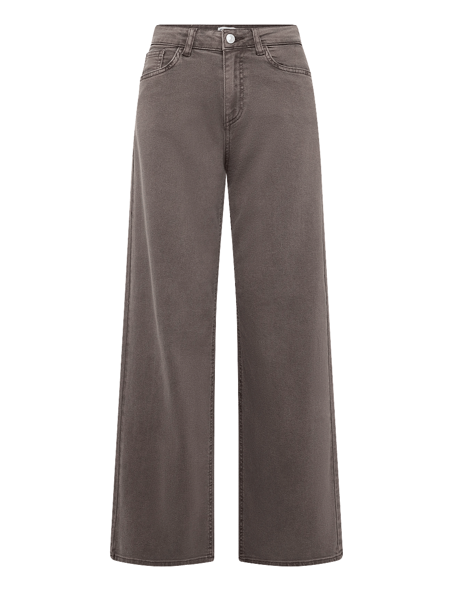 Pieces - PCSILKE MW WIDE COLORED JEANS NOOS BC - hosen mit weitem bein - hot fudge - 1