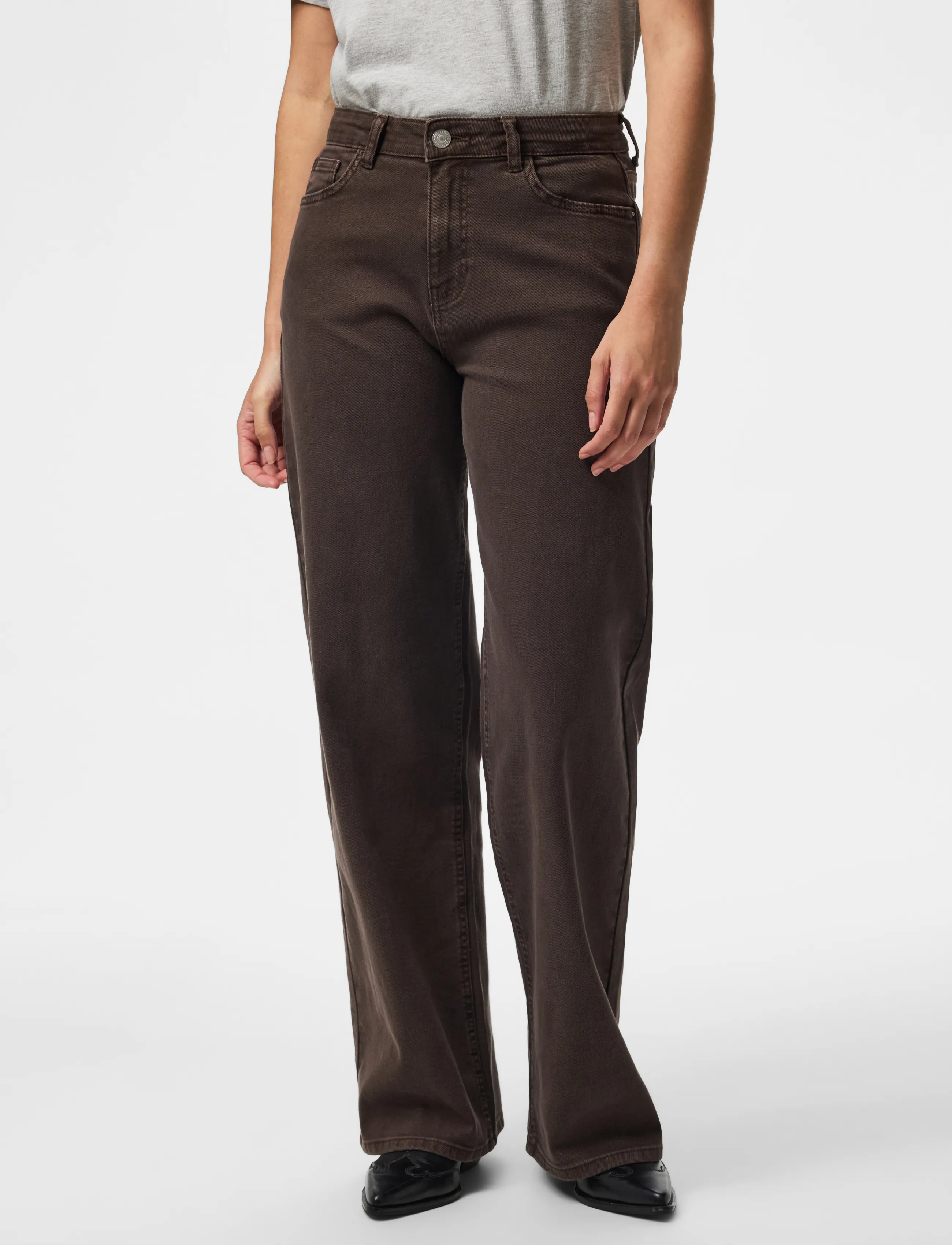 Pieces PCSILKE MW WIDE COLORED JEANS NOOS BC - Jeans - HOT FUDGE / brown