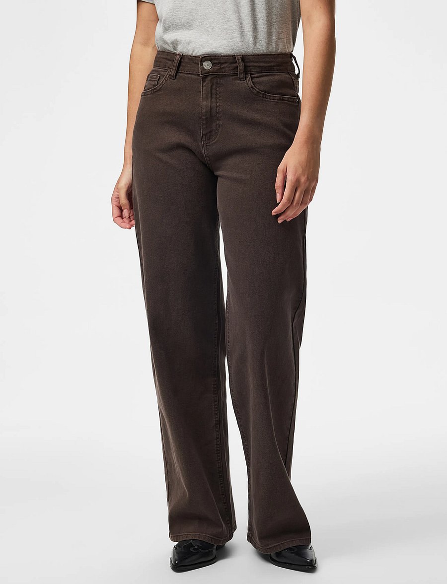 Pieces - PCSILKE MW WIDE COLORED JEANS NOOS BC - hosen mit weitem bein - hot fudge - 0