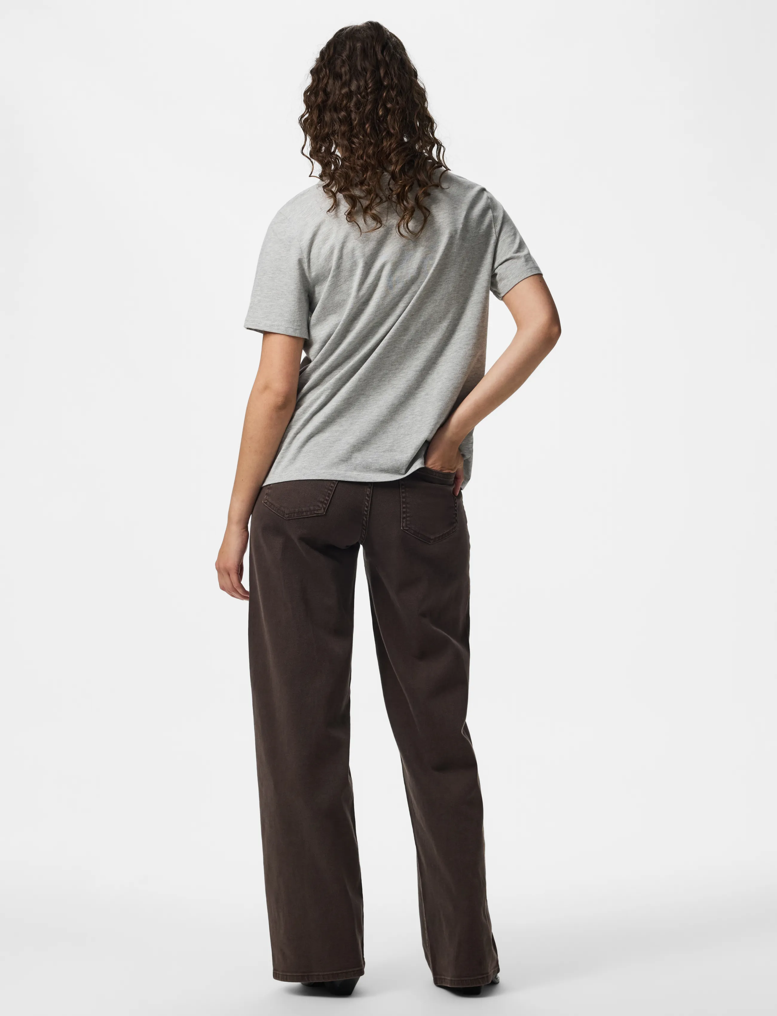 Pieces - PCSILKE MW WIDE COLORED JEANS NOOS BC - hosen mit weitem bein - hot fudge - 3