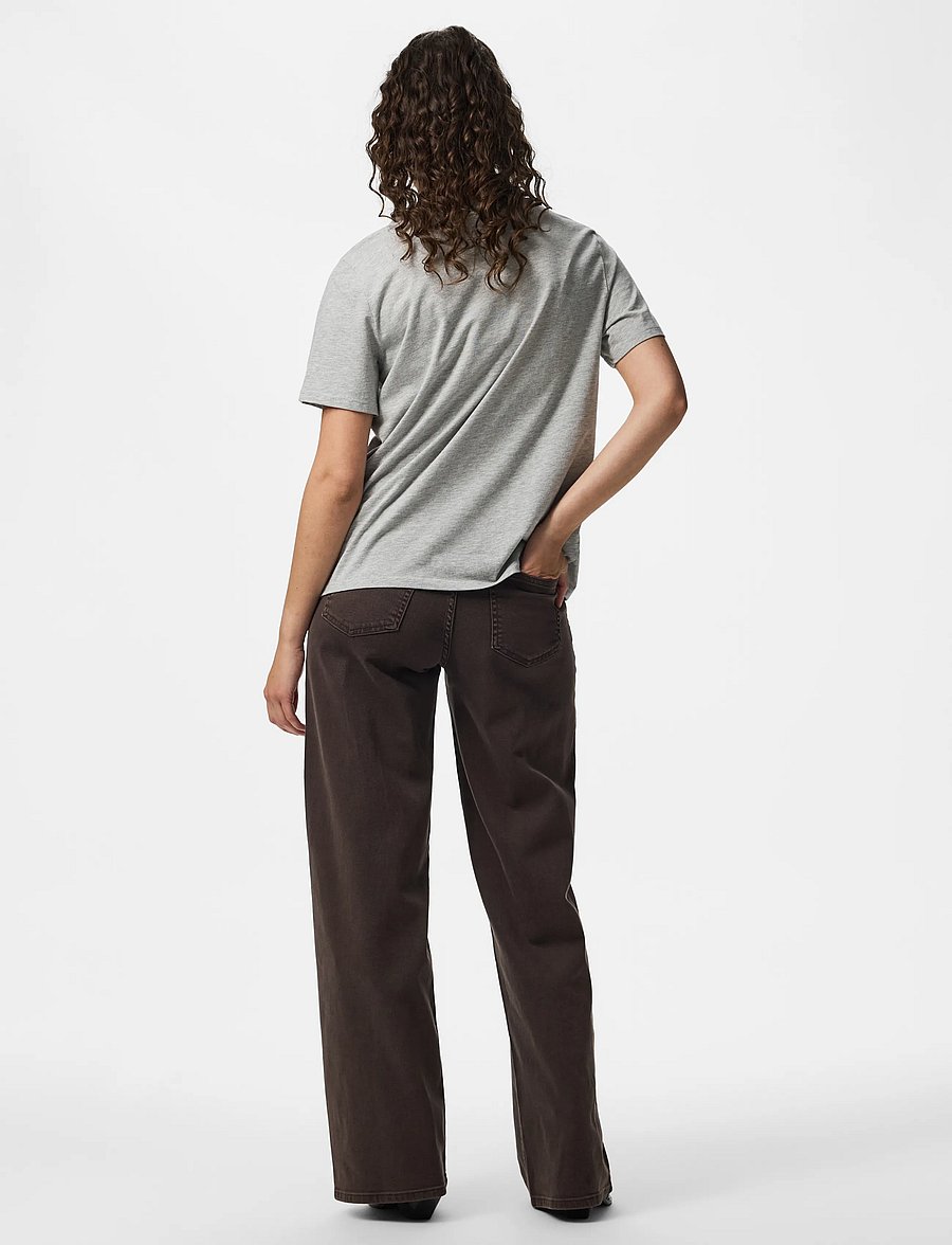Pieces - PCSILKE MW WIDE COLORED JEANS NOOS BC - hosen mit weitem bein - hot fudge - 3