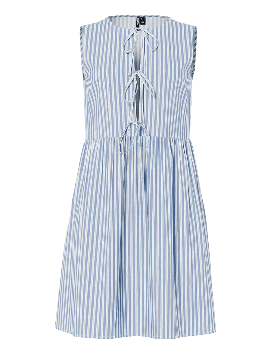 Pieces - PCJOLLY SL TIE SHORT DRESS WVN NOOS BC - short dresses - hydrangea - 1