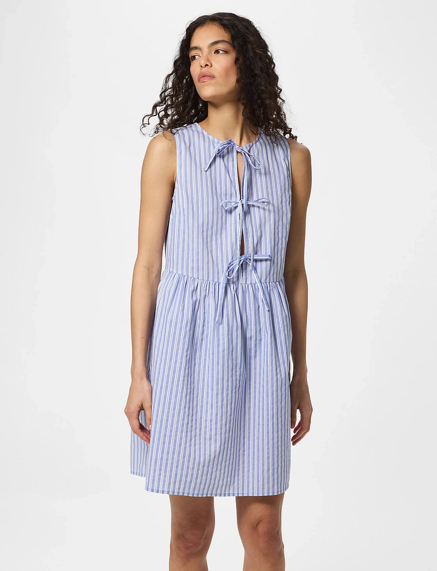 Pieces - PCJOLLY SL TIE SHORT DRESS WVN NOOS BC - short dresses - hydrangea - 0