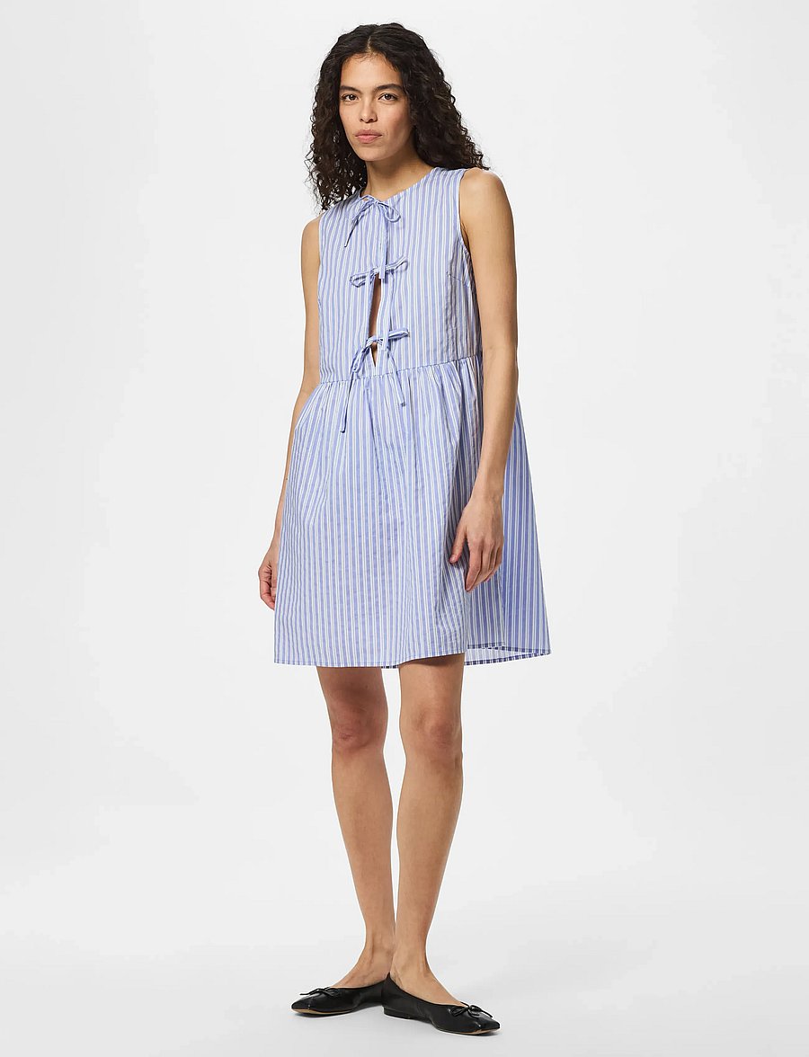 Pieces - PCJOLLY SL TIE SHORT DRESS WVN NOOS BC - short dresses - hydrangea - 4