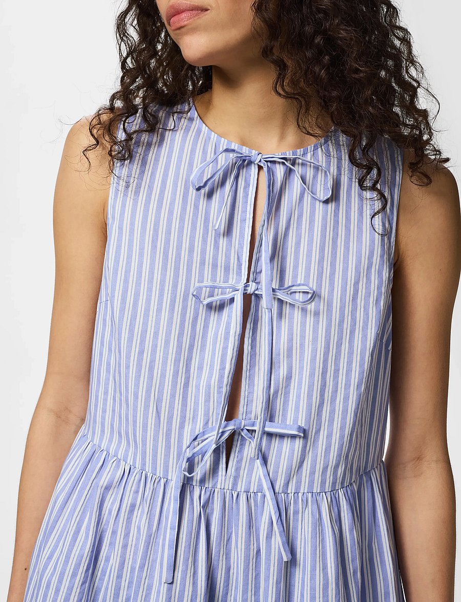 Pieces - PCJOLLY SL TIE SHORT DRESS WVN NOOS BC - short dresses - hydrangea - 5