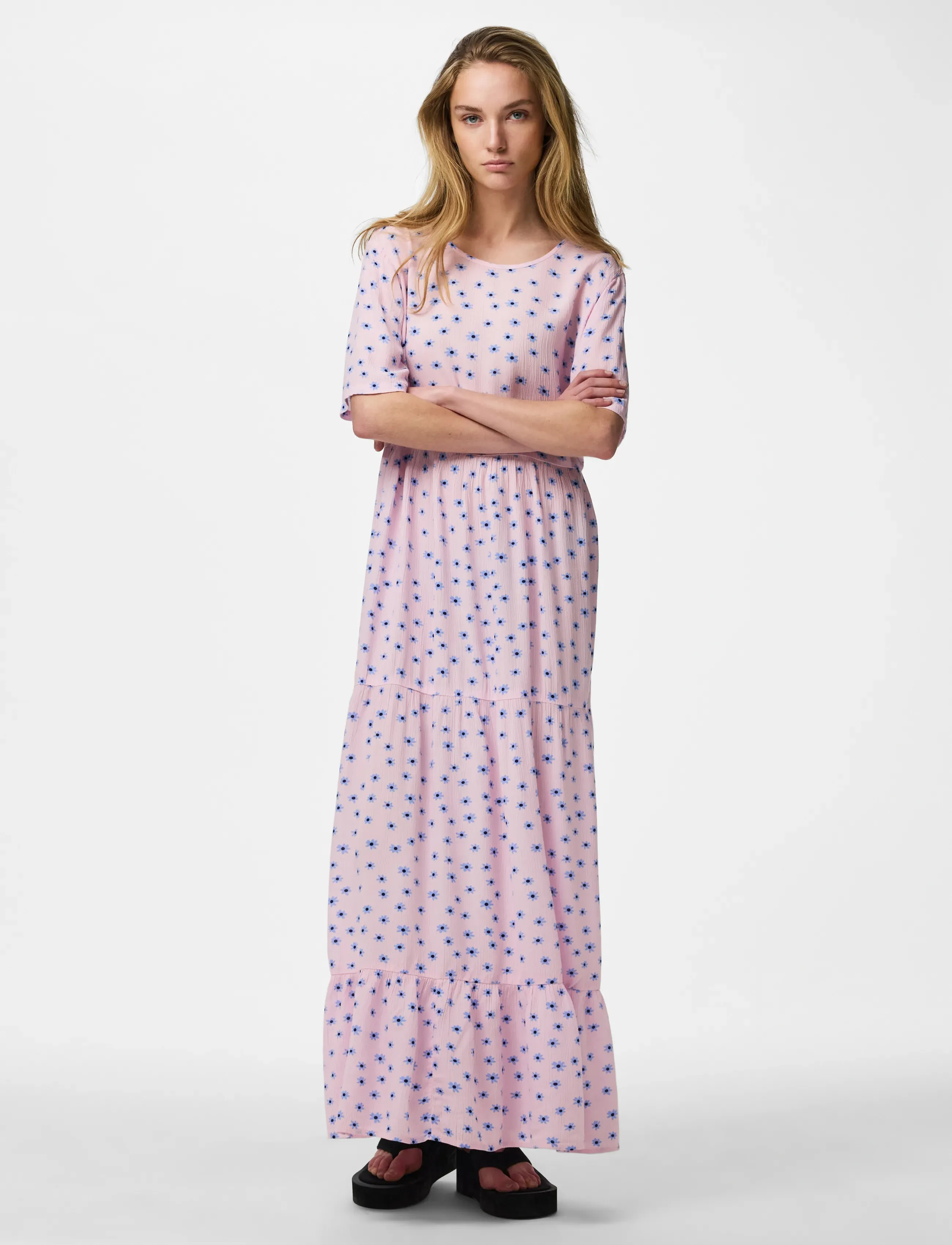 Pieces - PCEVIE SS ANKLE DRESS WVN NOOS BC - suvekleidid - roseate spoonbill - 4