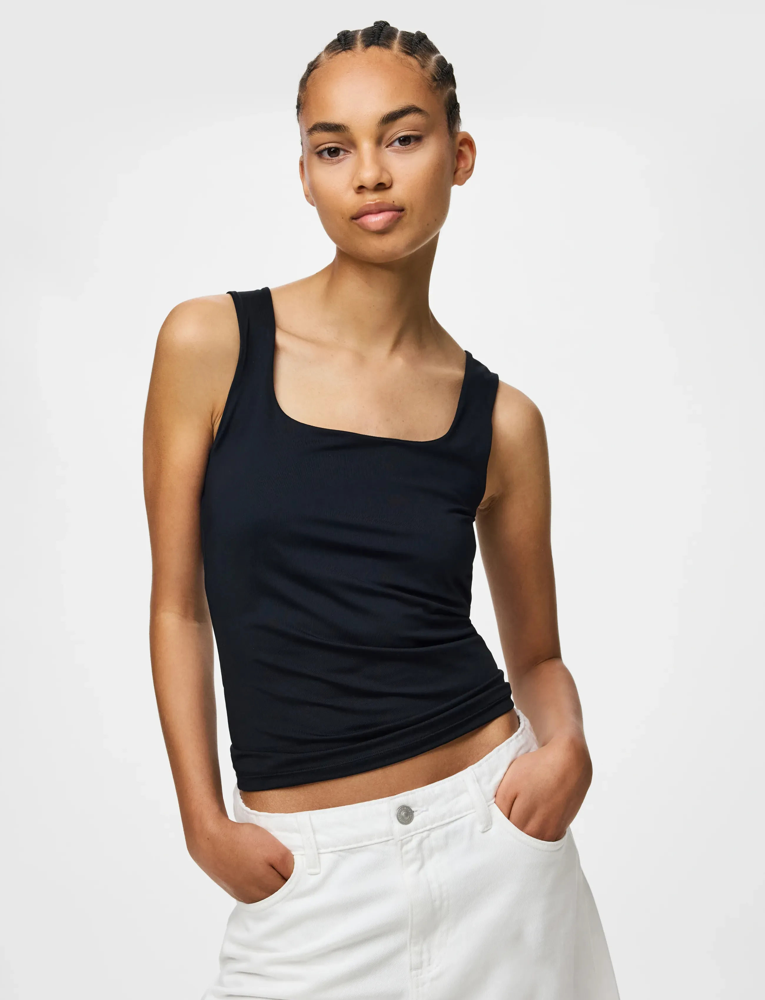 Pieces Pclula Sl Reversible Tanktop Jrs Noos, M, T-shirts & Oberteile, Schwarz - Sleeveless, Frauen