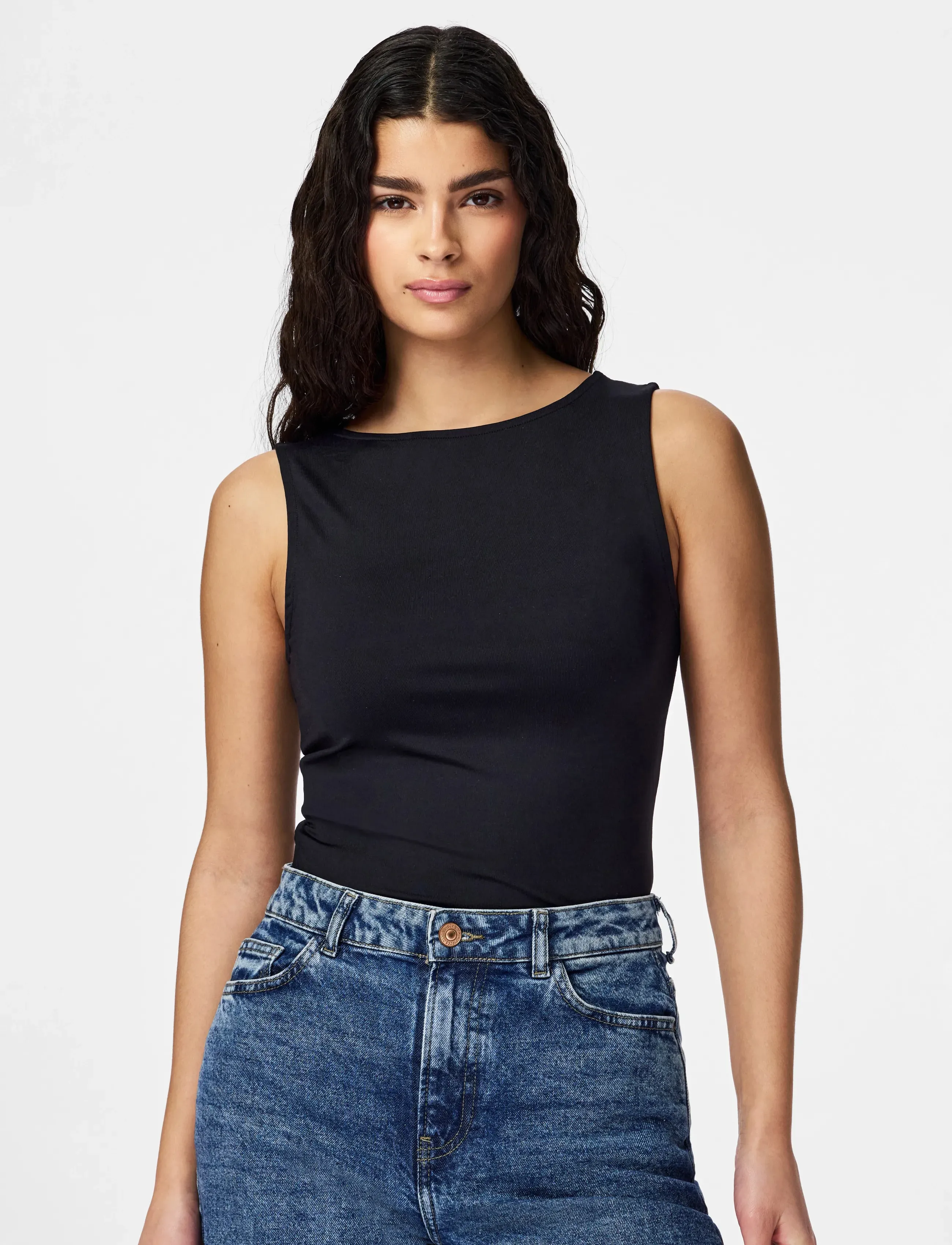 Pieces PCLULA SL REVERSIBLE TANKTOP JRS NOOS - T-Shirts & Tops - BLACK / black