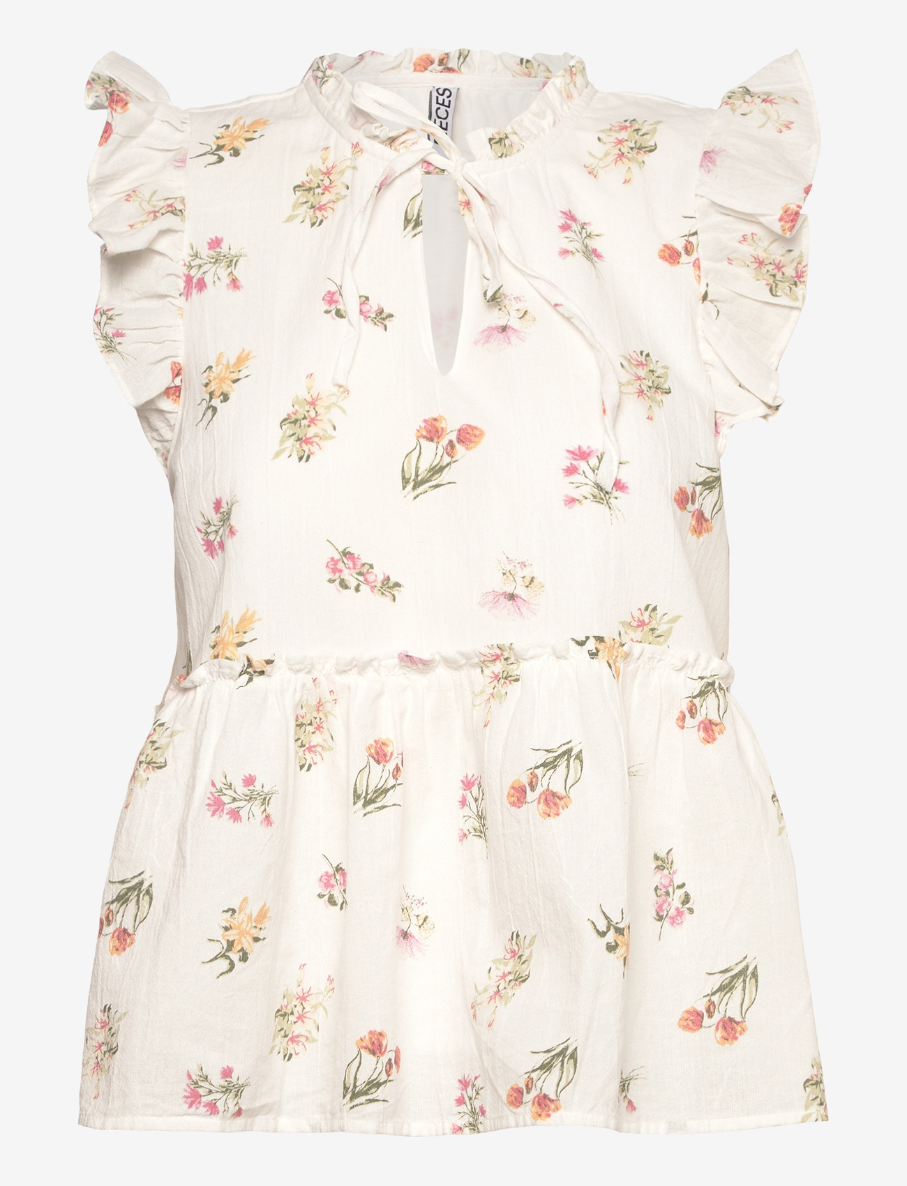 Pieces - PCEMMA SL TOP WVN NOOS BC - kortærmede bluser - bright white - 0
