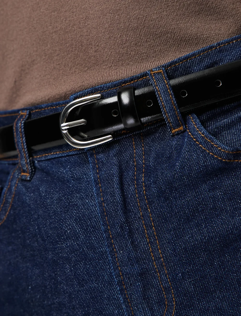 Pieces - PCESTINA LEATHER JEANS BELT NOOS - casual belts - black - 2