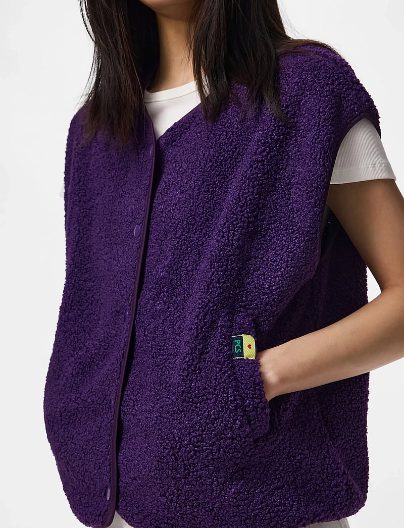 Pieces - PCKATTY TEDDY VEST NOOS BC - fliis- ja teddy-vestid - acai - 5