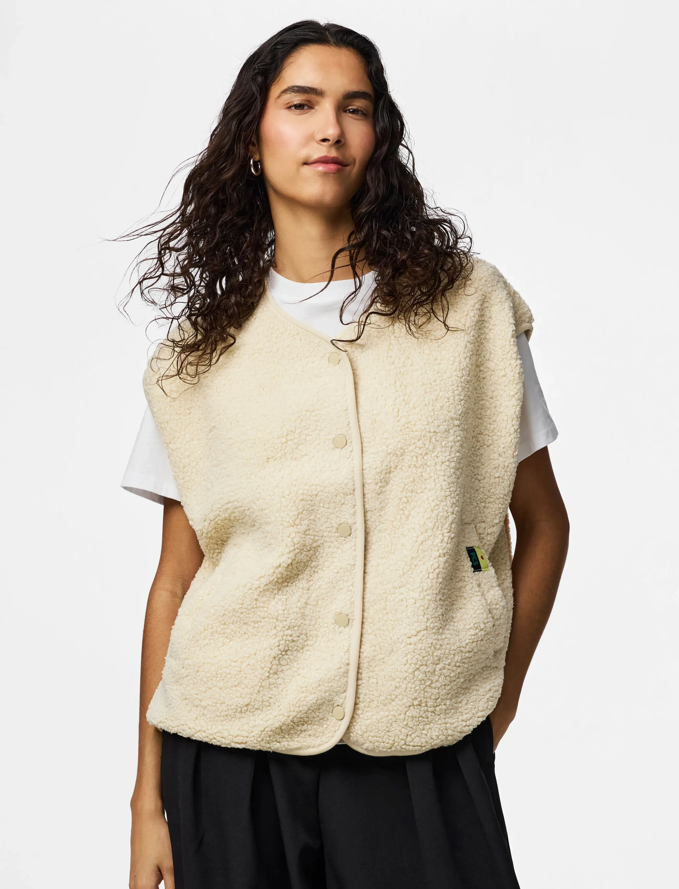 Pieces Pckatty Teddy Vest Noos Bc, XXL, Cream, Veste > Fleece & Teddy Veste, Dame