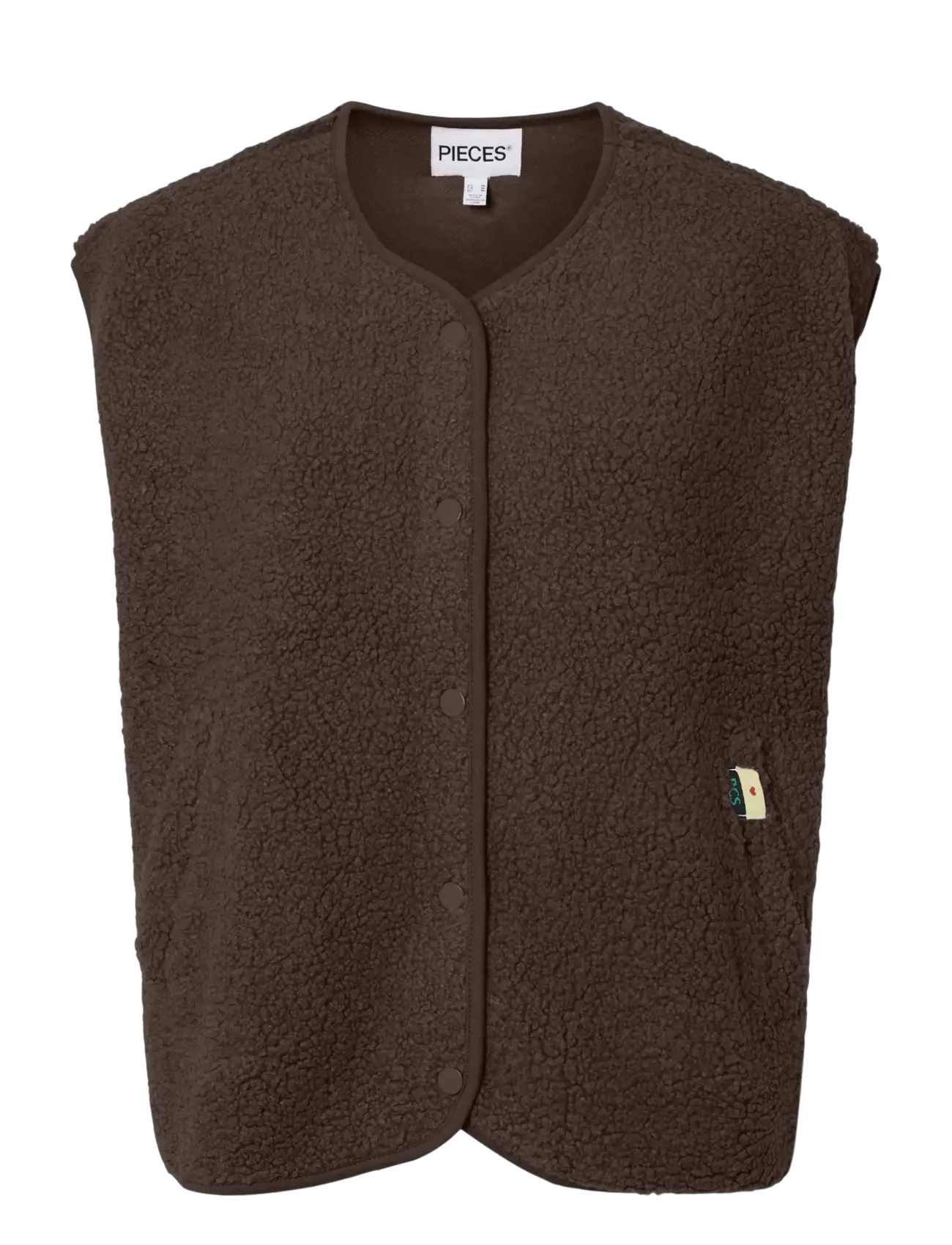 Pieces PCKATTY TEDDY VEST NOOS BC - Riided - HOT FUDGE / brown