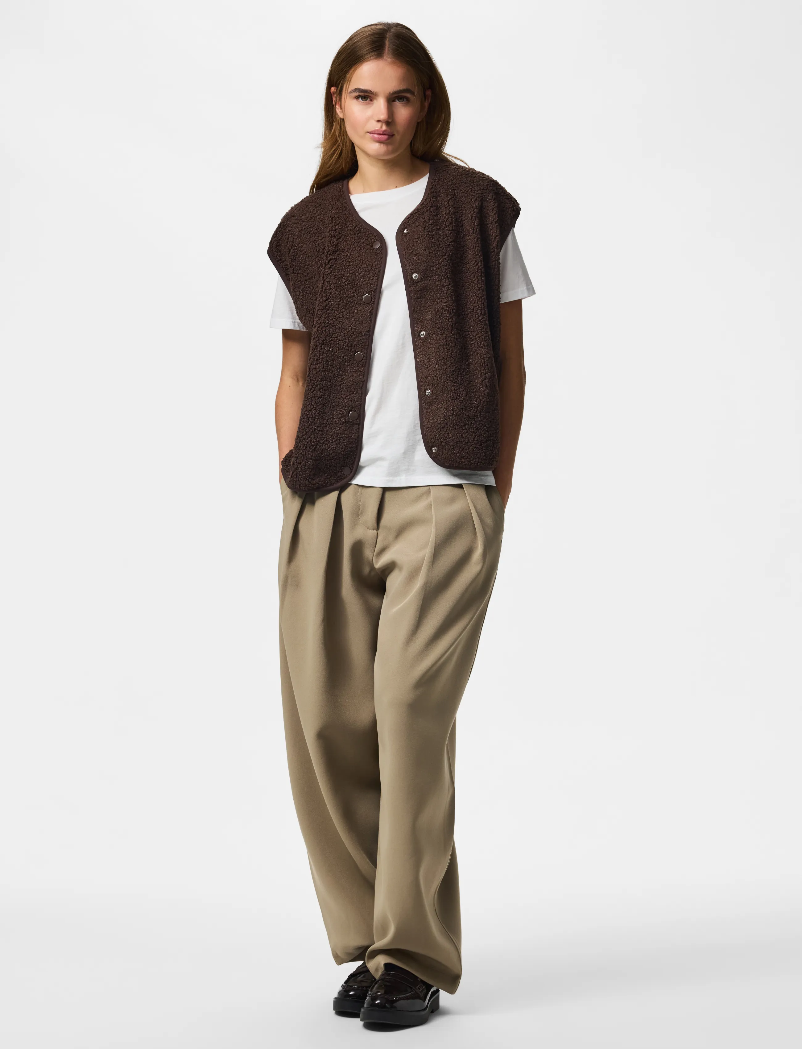 Pieces - PCKATTY TEDDY VEST NOOS BC - teddy-vestid - hot fudge - 4