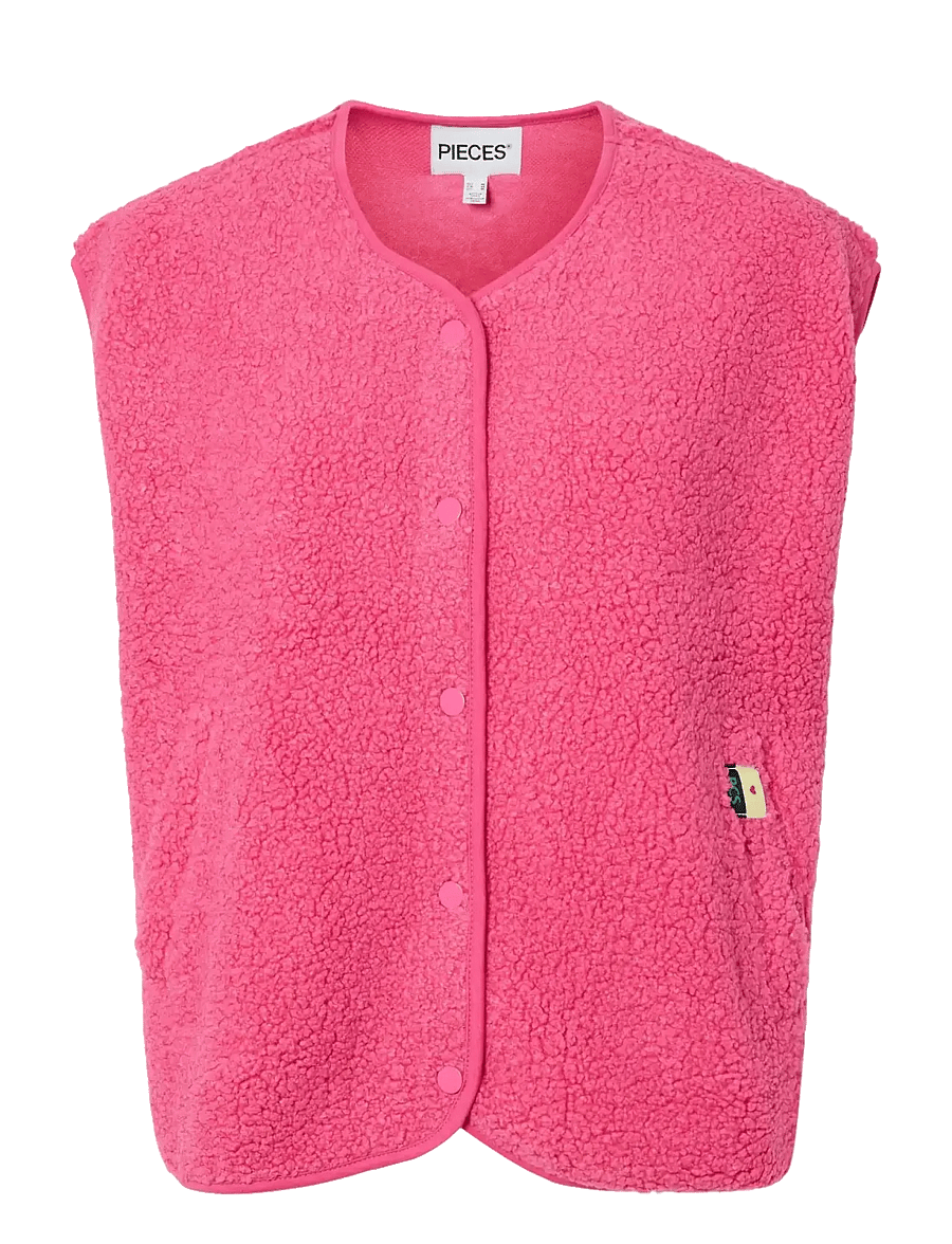 Pieces - PCKATTY TEDDY VEST NOOS BC - fleece- og teddyveste - shocking pink - 1