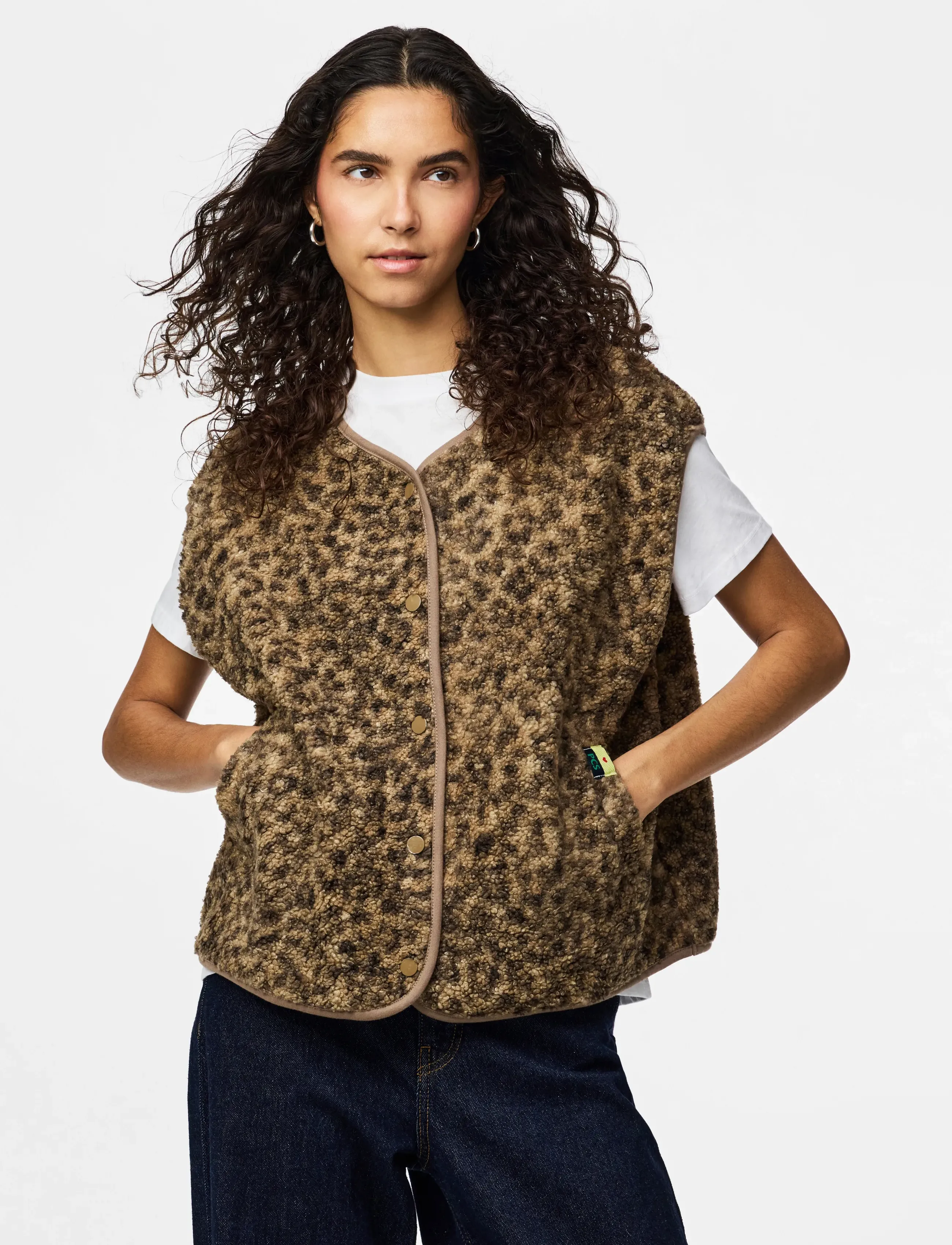 Pieces Pckatty Teddy Vest Noos Bc, M, Brown, Veste > Fleece & Teddy Veste, Dame