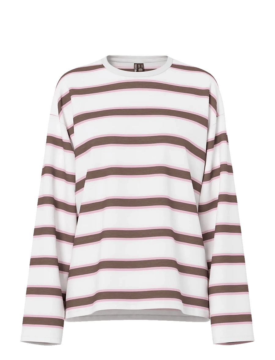 Pieces - PCMILA LS LOOSE TEE JRS NOOS BC - pikkade varrukatega topid - coffee quartz - 1