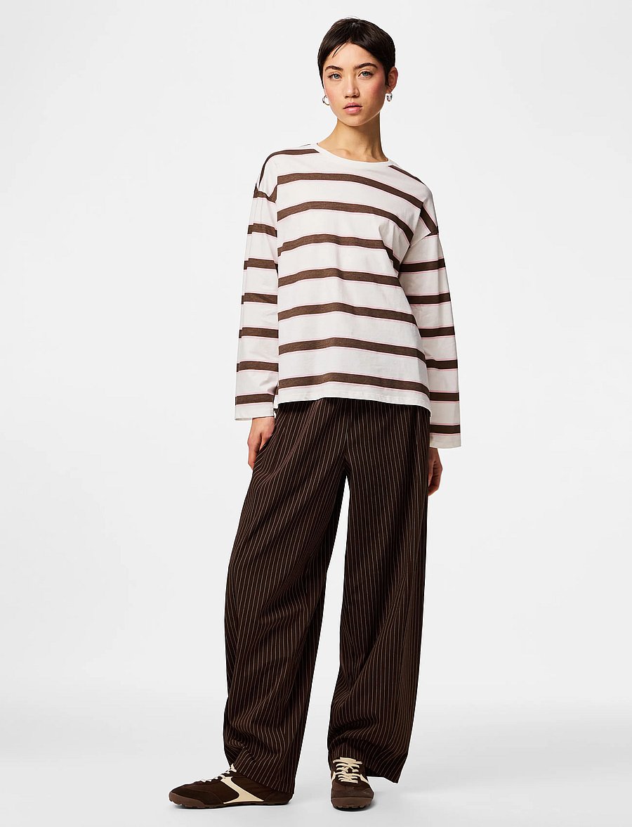 Pieces - PCMILA LS LOOSE TEE JRS NOOS BC - pikkade varrukatega topid - coffee quartz - 4