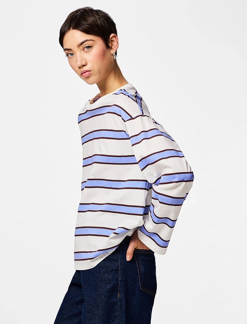Pieces - PCMILA LS LOOSE TEE JRS NOOS BC - hydrangea - 0