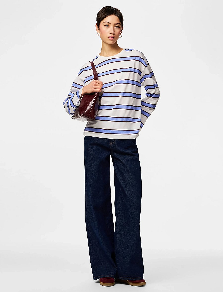 Pieces - PCMILA LS LOOSE TEE JRS NOOS BC - langärmlige tops - hydrangea - 4