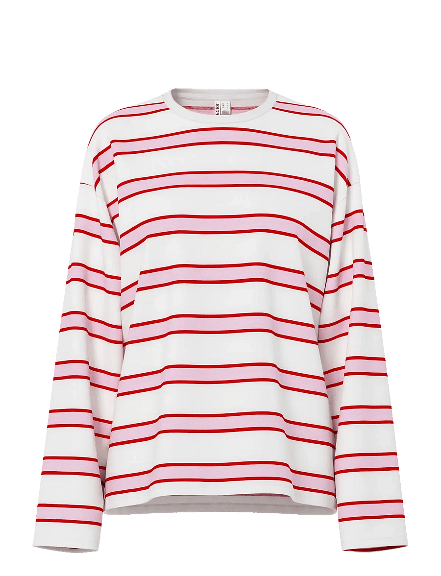 Pieces - PCMILA LS LOOSE TEE JRS NOOS BC - long-sleeved tops - roseate spoonbill - 1