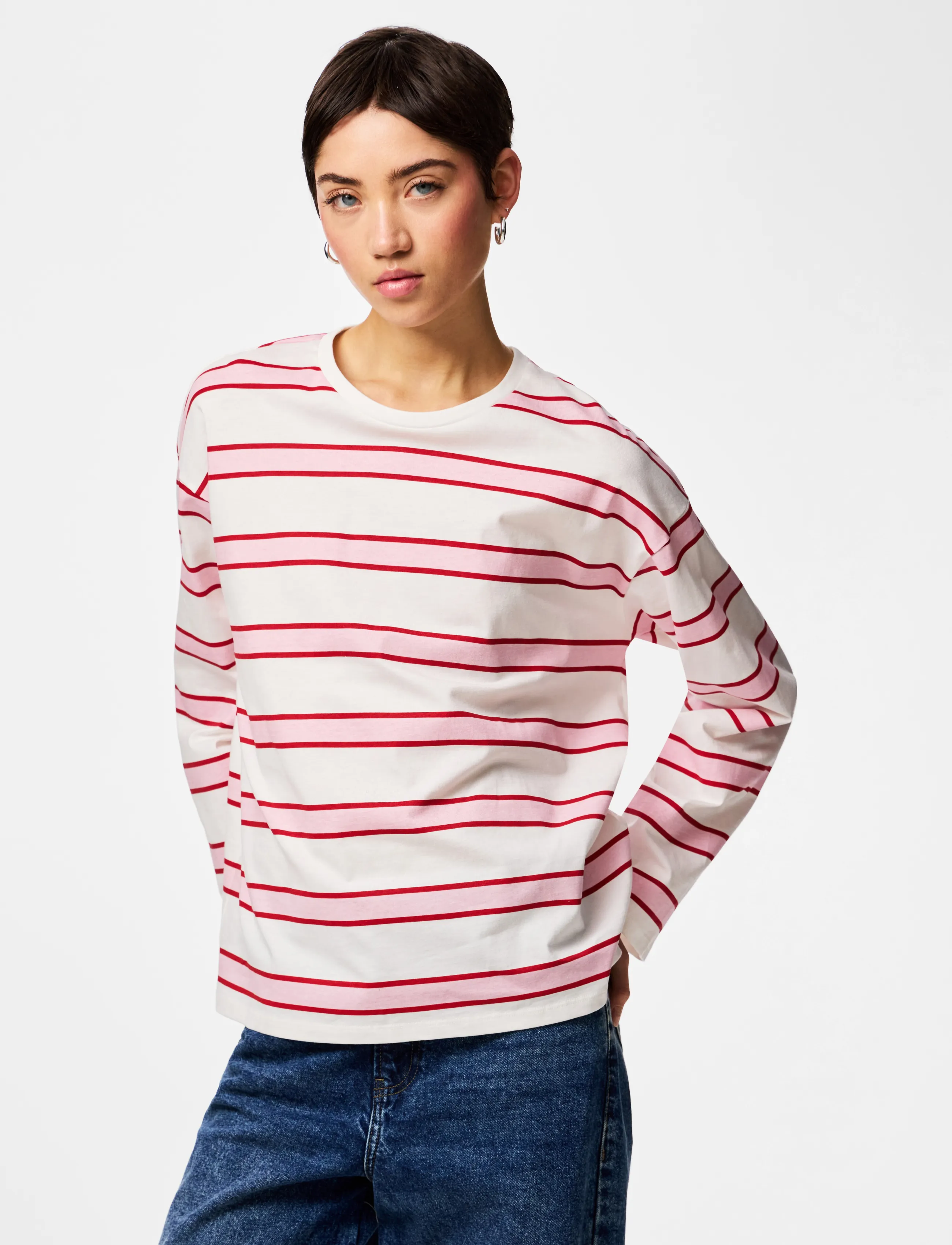 Pieces - PCMILA LS LOOSE TEE JRS NOOS BC - long-sleeved tops - roseate spoonbill - 0