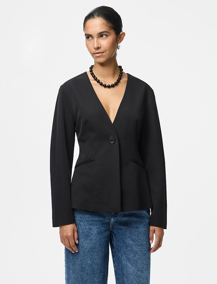 Pieces - PCKAMIL LS FITTED BLAZER NOOS BC - enkelknäppta kavajer - black - 0