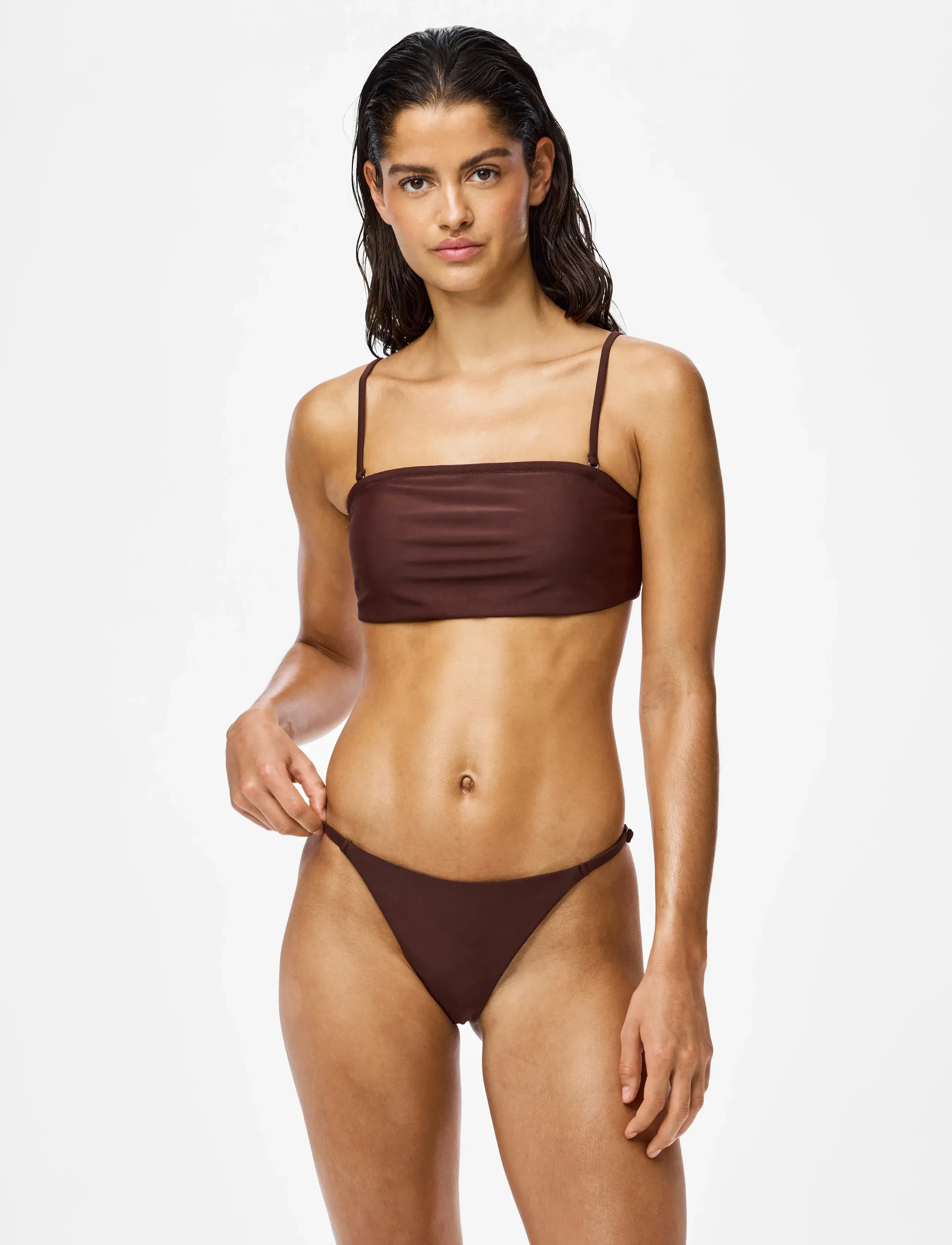 Pieces PCBAOMI BIKINI ADJUSTABLE THONG BC - Pieces - DEEP MAHOGANY / burgundy