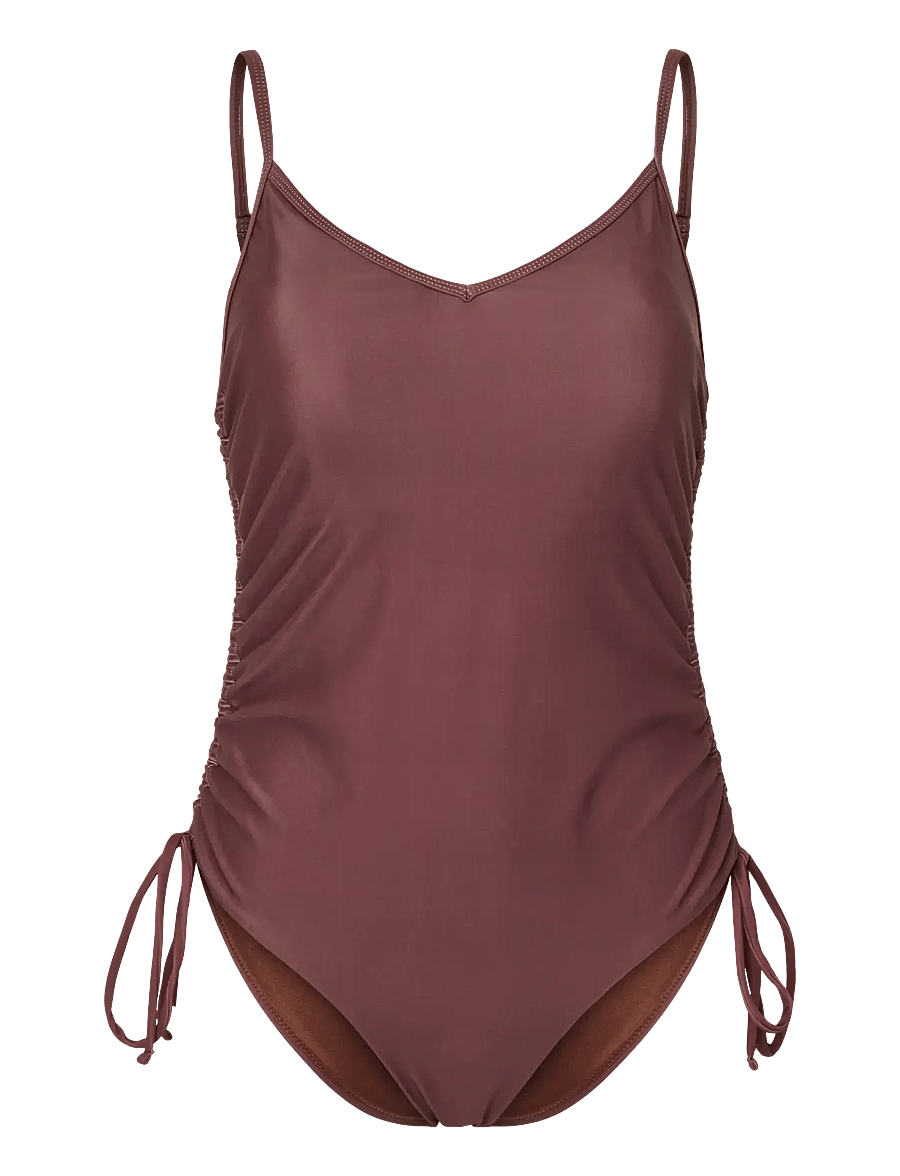 Pieces - PCBAOMI RUCHING SWIMSUIT BC - badeanzüge - deep mahogany - 1