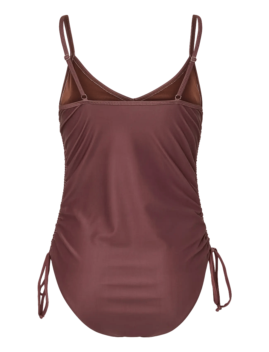 Pieces - PCBAOMI RUCHING SWIMSUIT BC - badeanzüge - deep mahogany - 2