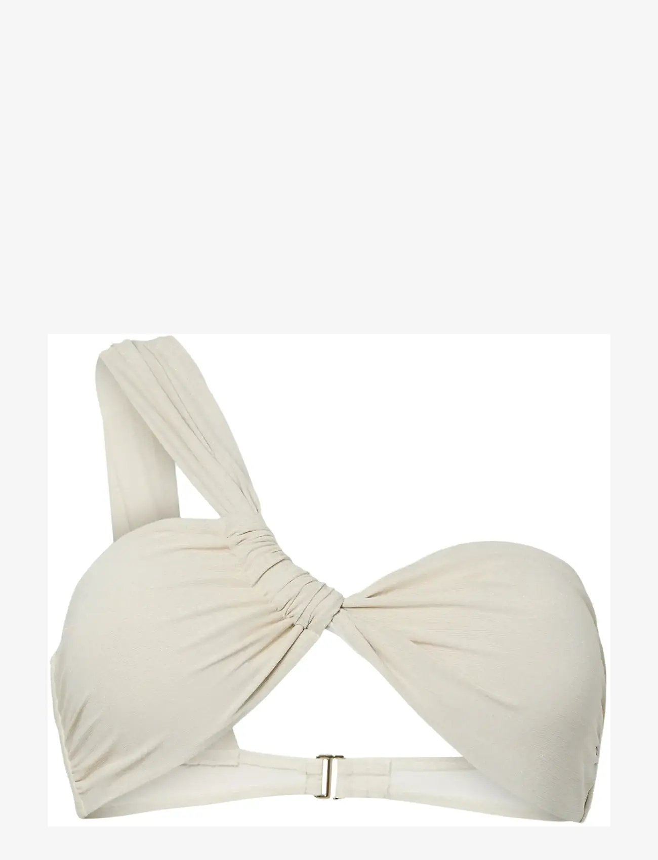 Pieces - PCLAOMI LUREX BIKINI ONE SHOULDER TOP - bandeau-bikini-oberteile - eggnog - 0