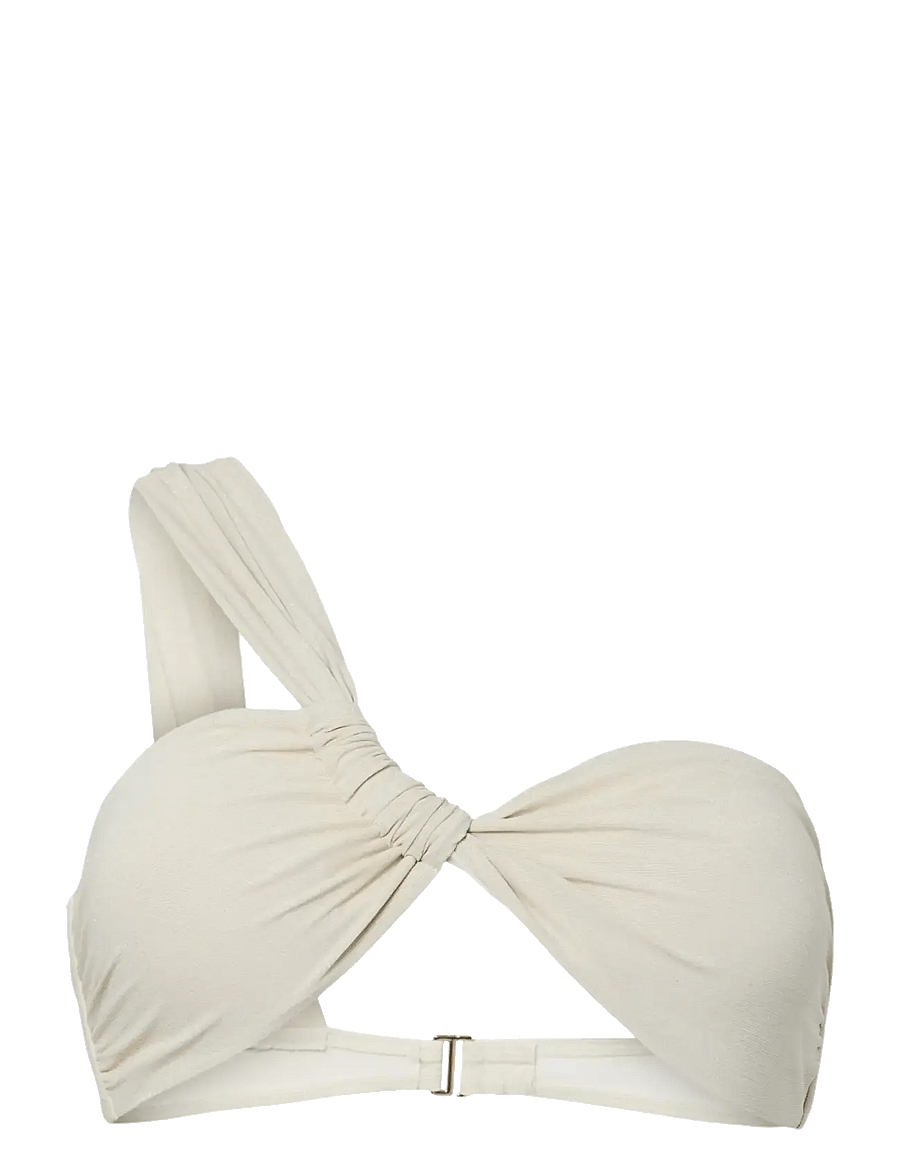 Pieces - PCLAOMI LUREX BIKINI ONE SHOULDER TOP - bandeau-bikini-oberteile - eggnog - 0