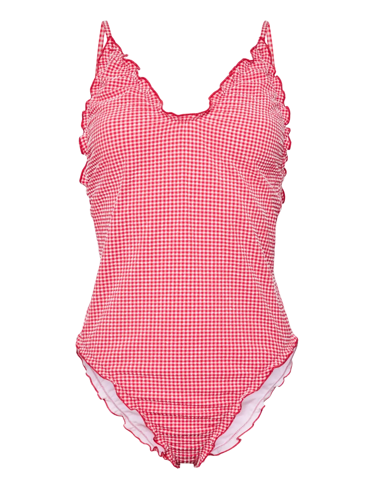 Pieces Pckia Frill Edge Swimsuit Bc, S, Bademode, Rot - Swimsuits, Frauen