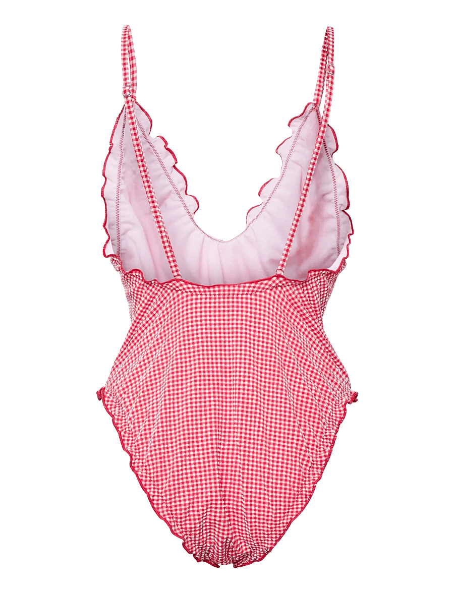 Pieces - PCKIA FRILL EDGE SWIMSUIT BC - baddräkter - lychee - 1