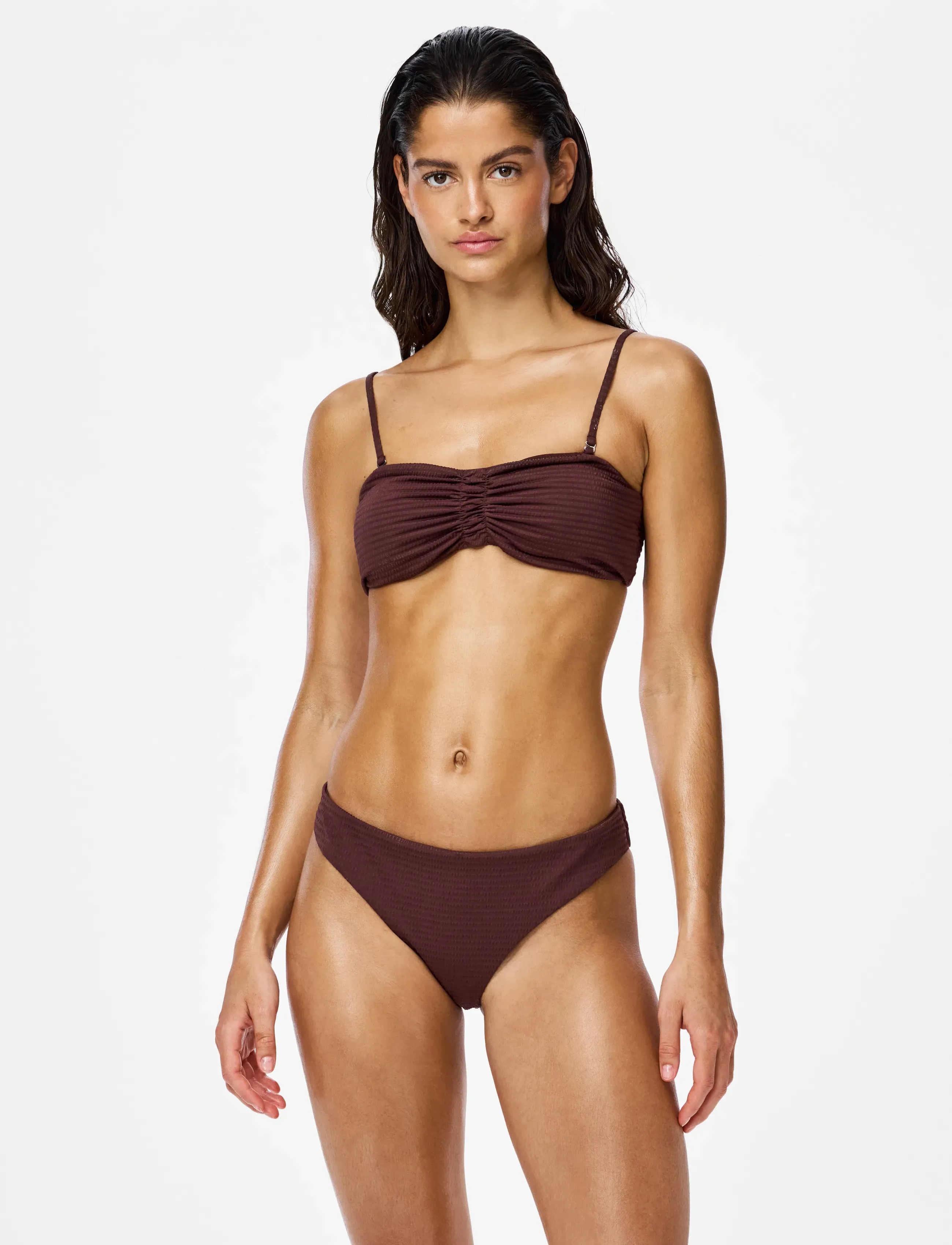 Pieces PCKAYA SEERSUCKER BIKINI BRIEF - Pieces - DEEP MAHOGANY / brown