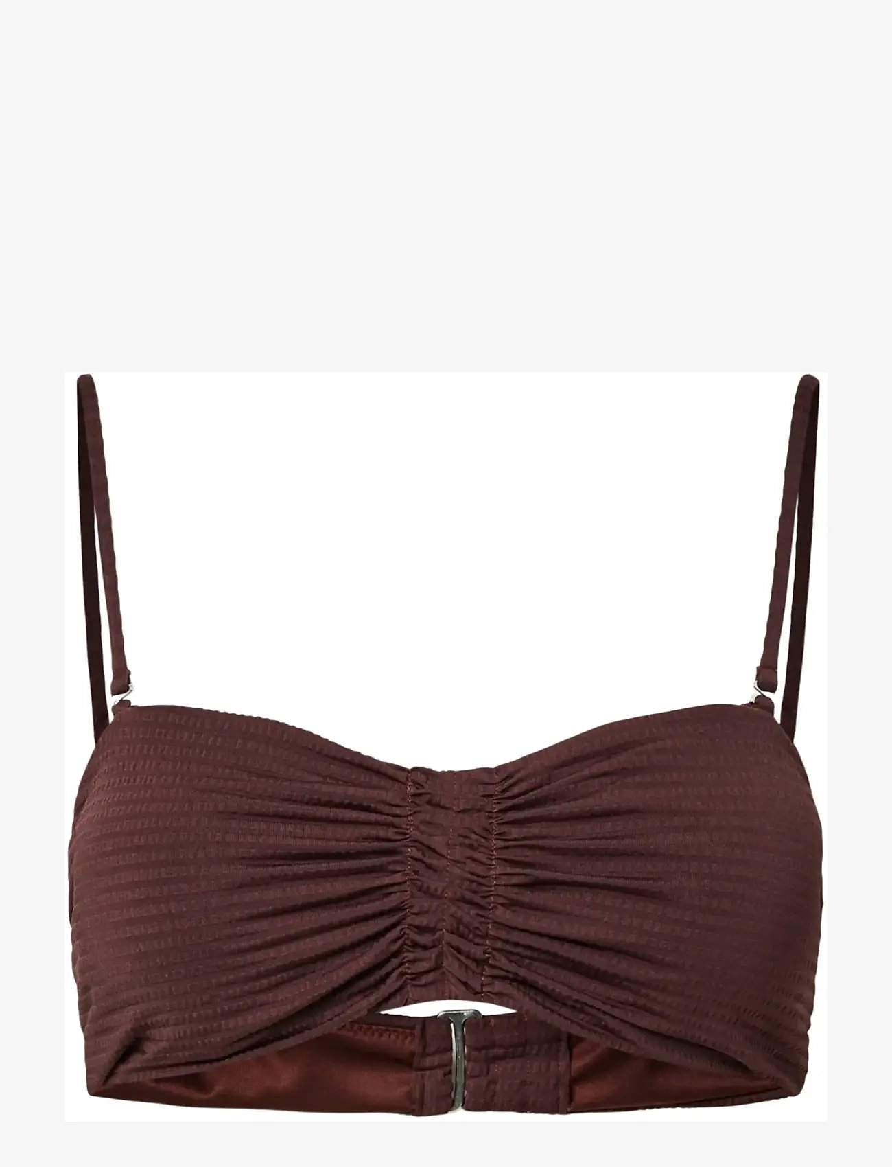 Pieces - PCKAYA SEERSUCKER BIKINI TOP - bandeaubikinier - deep mahogany - 1
