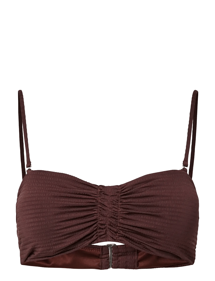 Pieces - PCKAYA SEERSUCKER BIKINI TOP - bandeau-bikini-oberteile - deep mahogany - 1