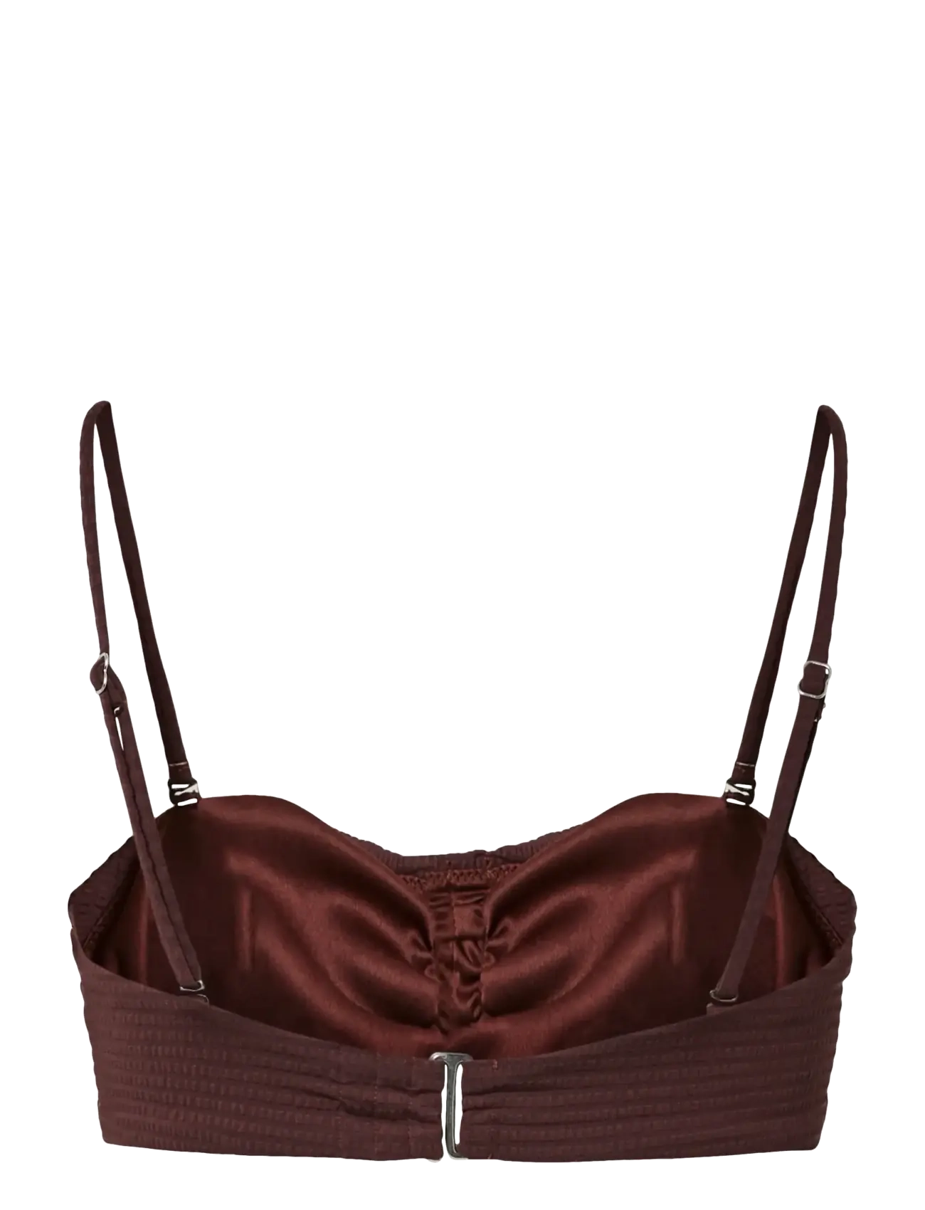 Pieces - PCKAYA SEERSUCKER BIKINI TOP - bandeau-bikini-oberteile - deep mahogany - 2