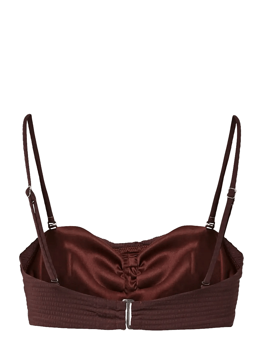 Pieces - PCKAYA SEERSUCKER BIKINI TOP - bandeau-bikini-oberteile - deep mahogany - 2